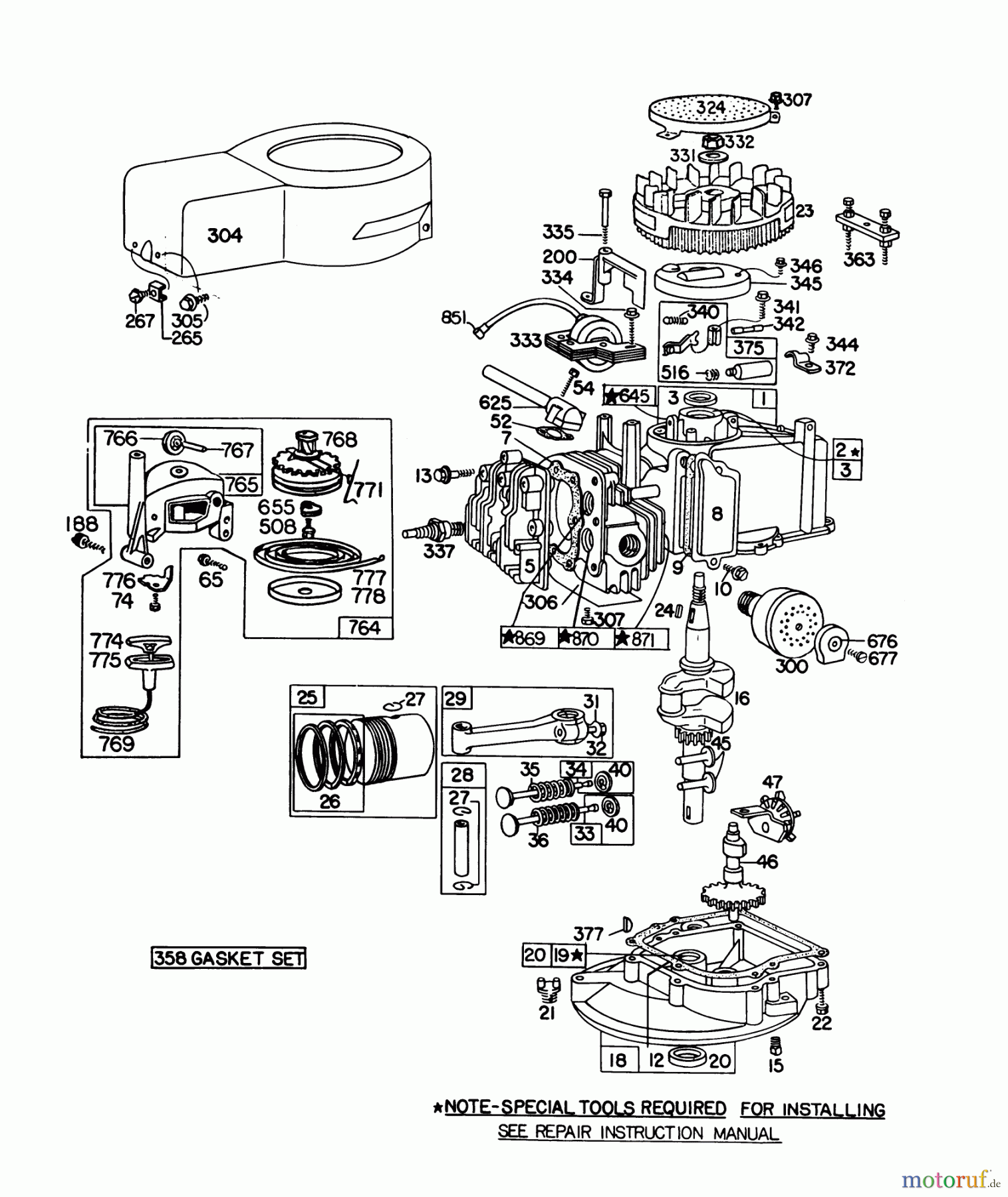 Toro Neu Mowers, Walk-Behind Seite 1 20698 - Toro Lawnmower, 1979 (9000001-9999999) ENGINE BRIGGS & STRATTON MODEL NO. 92908-1934-01
