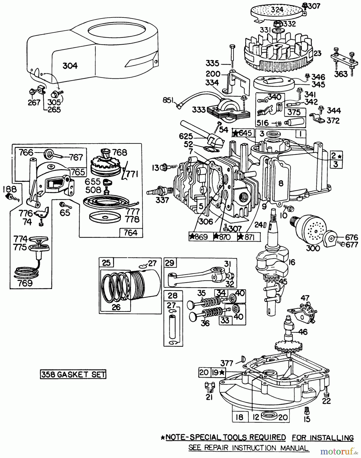  Toro Neu Mowers, Walk-Behind Seite 1 20698 - Toro Lawnmower, 1980 (0000001-0999999) ENGINE BRIGGS & STRATTON MODEL NO. 92908-2054-01