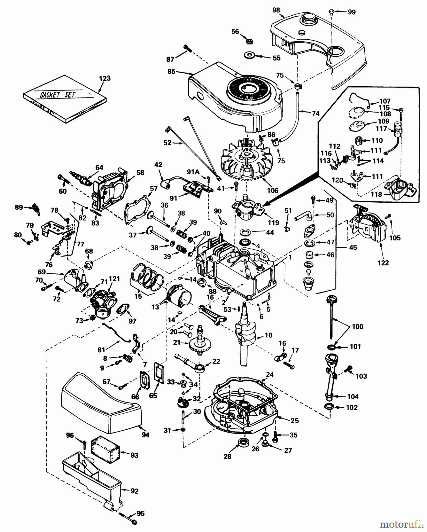  Toro Neu Mowers, Walk-Behind Seite 1 20700 - Toro Lawnmower, 1979 (9000001-9999999) ENGINE TECUMSEH MODEL NO. TNT-100-10049C
