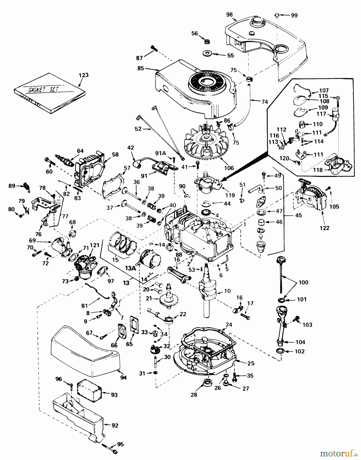  Toro Neu Mowers, Walk-Behind Seite 1 20700 - Toro Lawnmower, 1980 (0000001-0999999) ENGINE TECUMSEH MODEL NO. TNT-100-10070C