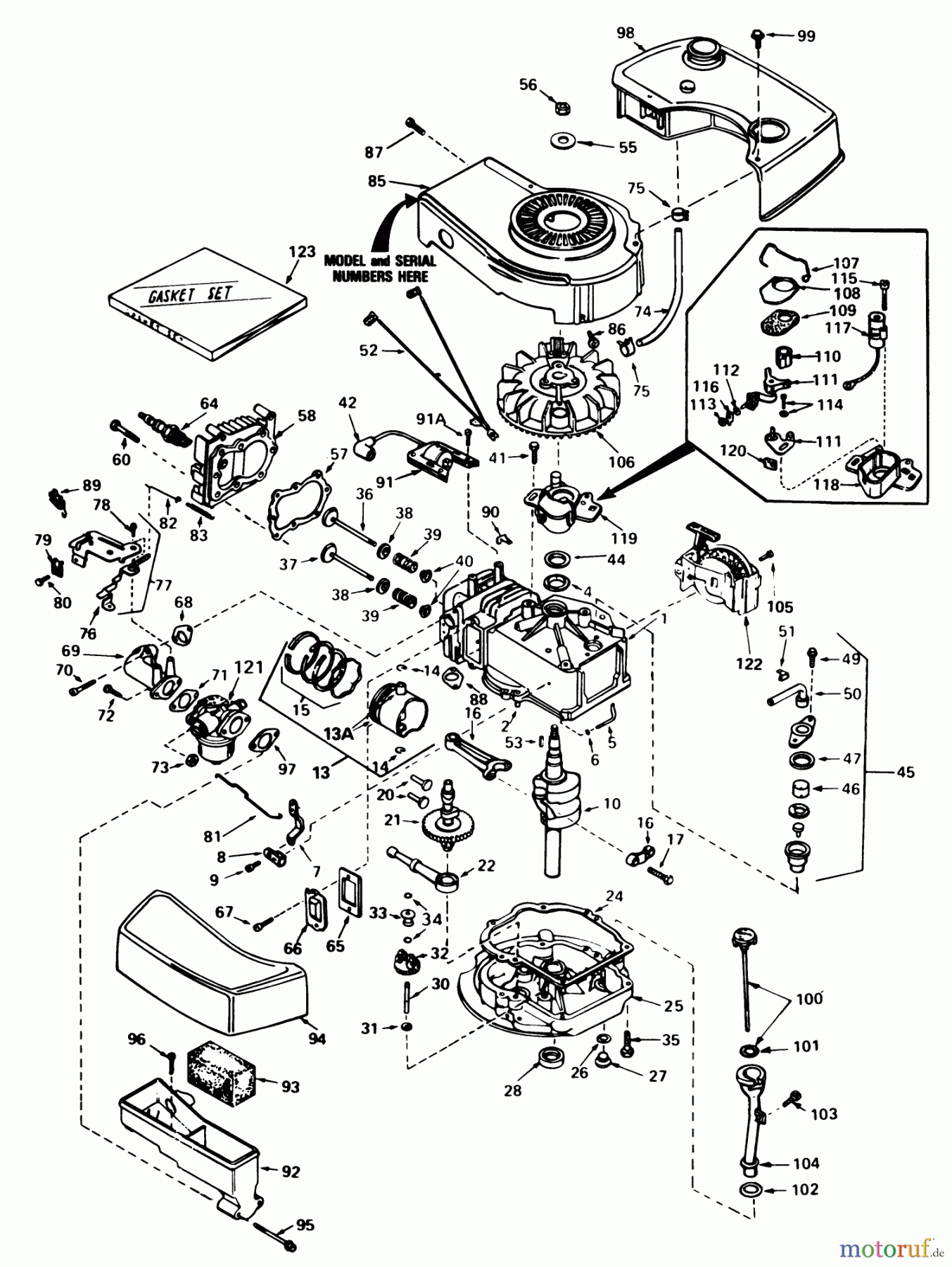  Toro Neu Mowers, Walk-Behind Seite 1 20700 - Toro Lawnmower, 1981 (1000001-1999999) ENGINE TECUMSEH MODEL NO. TNT 100-10070D