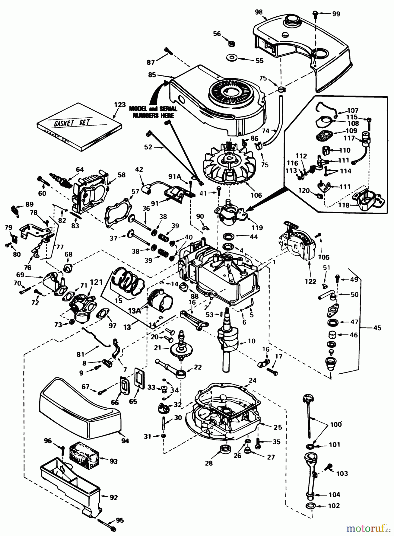  Toro Neu Mowers, Walk-Behind Seite 1 20700 - Toro Lawnmower, 1982 (2000001-2999999) ENGINE TECUMSEH MODEL NO. TNT 100-10079D