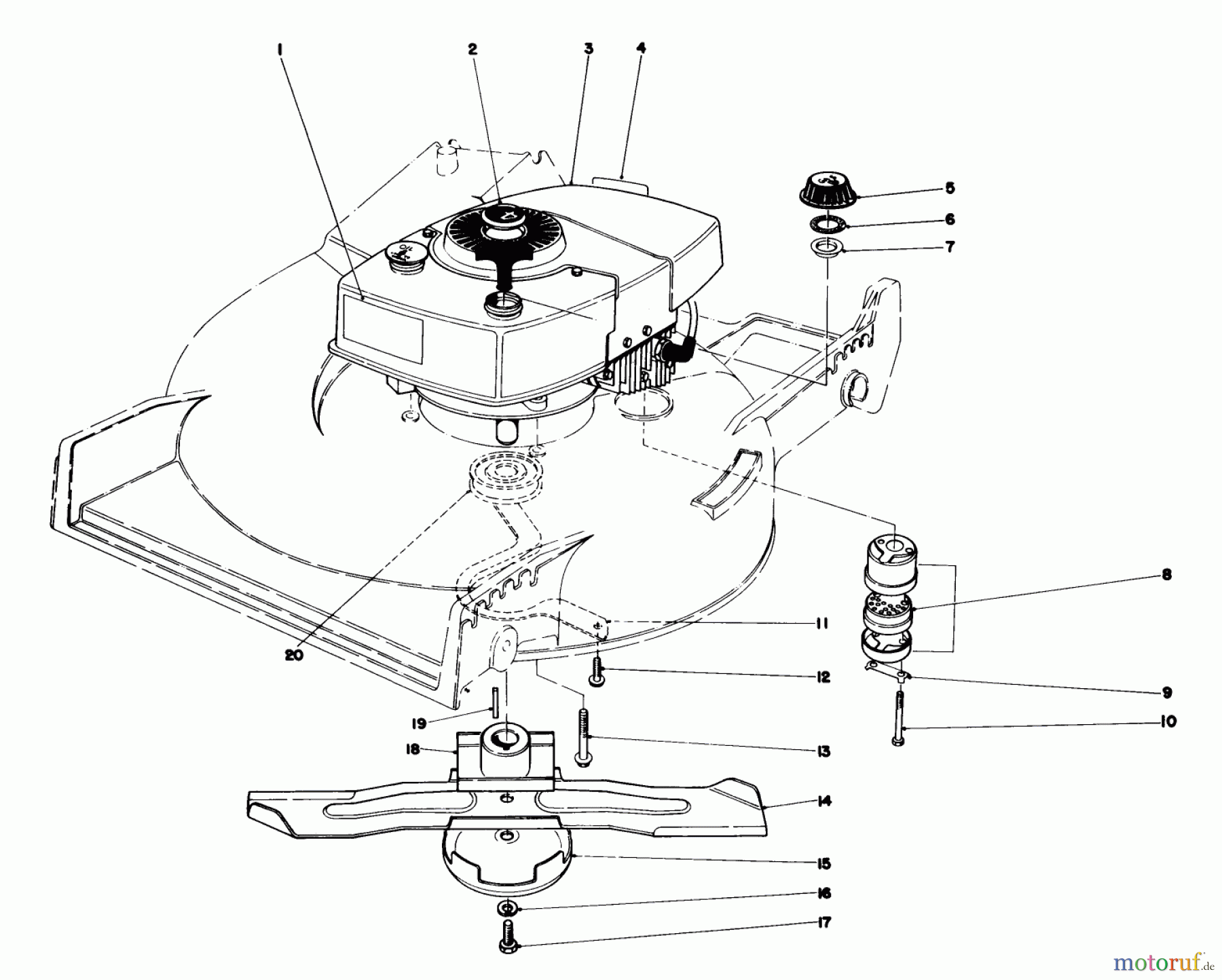  Toro Neu Mowers, Walk-Behind Seite 1 20705 - Toro Lawnmower, 1982 (2000001-2999999) ENGINE ASSEMBLY