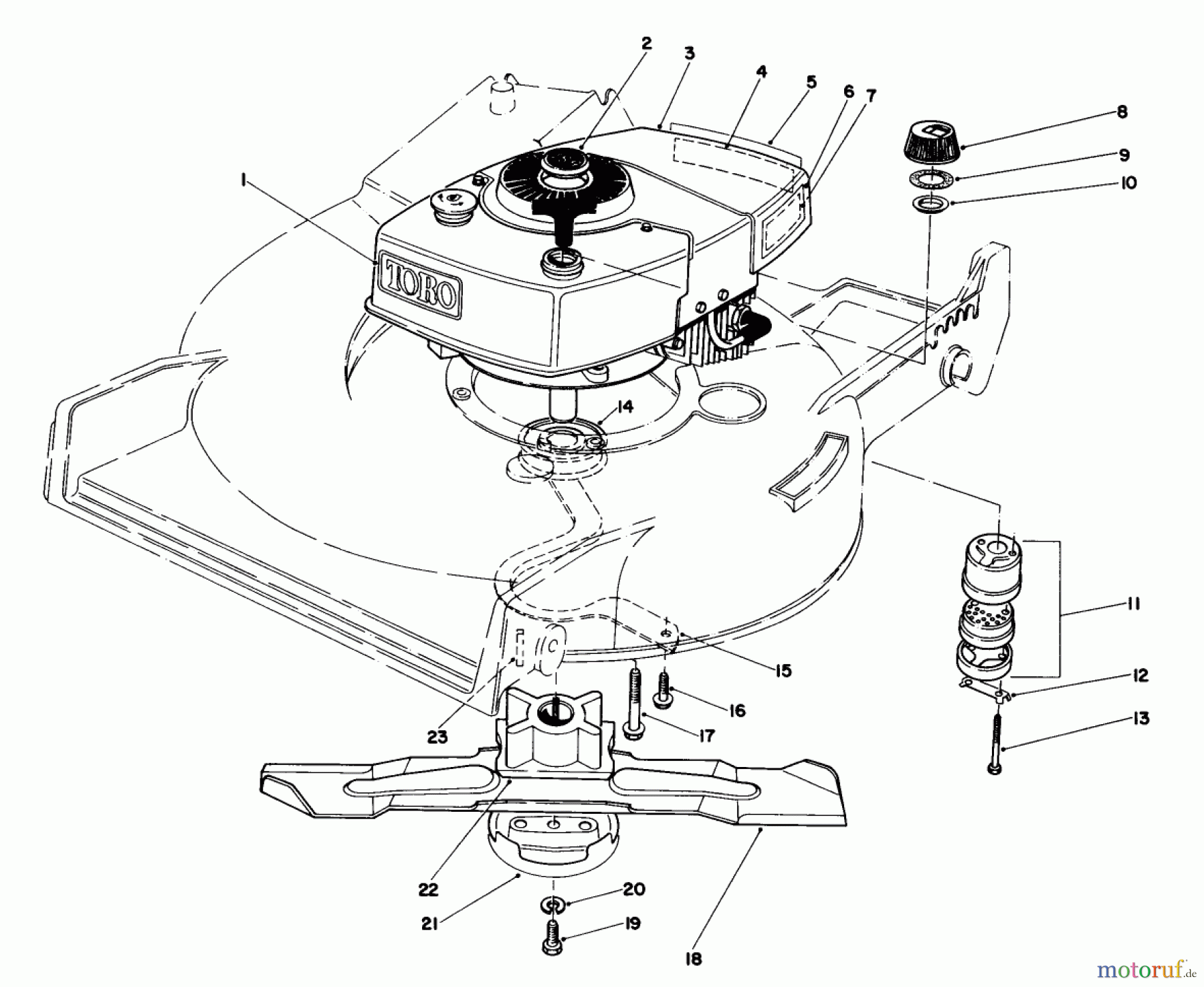  Toro Neu Mowers, Walk-Behind Seite 1 20705 - Toro Lawnmower, 1983 (3000001-3999999) ENGINE ASSEMBLY