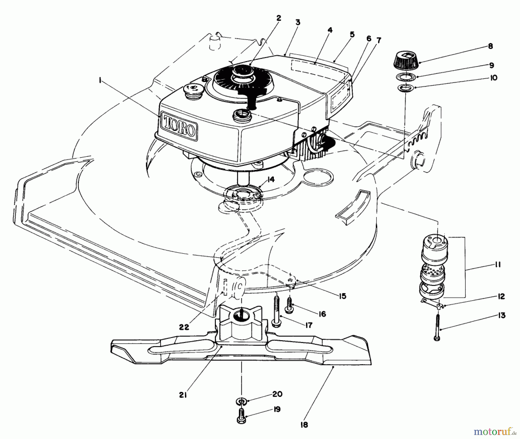  Toro Neu Mowers, Walk-Behind Seite 1 20705 - Toro Lawnmower, 1985 (5000001-5999999) ENGINE ASSEMBLY