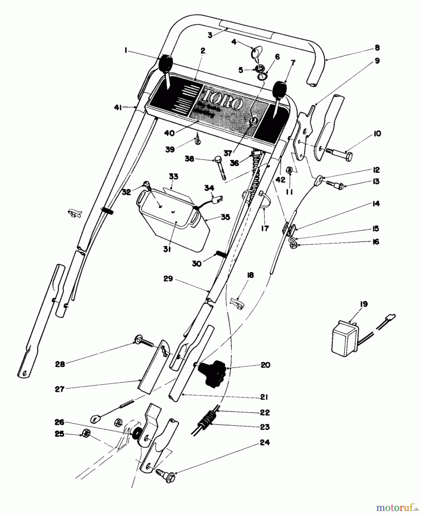  Toro Neu Mowers, Walk-Behind Seite 1 20715 - Toro Lawnmower, 1979 (9000001-9999999) HANDLE ASSEMBLY