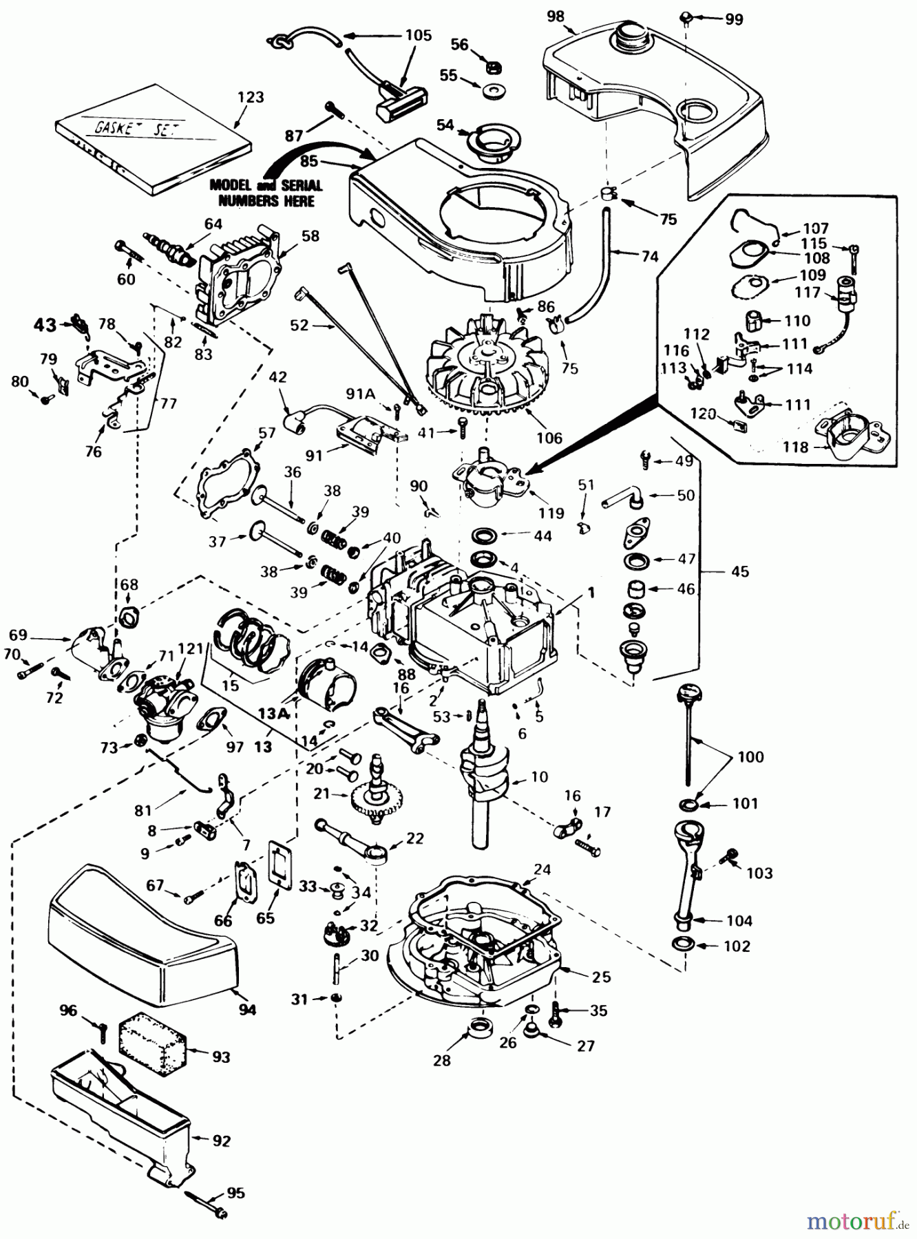  Toro Neu Mowers, Walk-Behind Seite 1 20715 - Toro Lawnmower, 1981 (1000001-1999999) ENGINE TECUMSEH MODEL NO. TNT 100-10065D