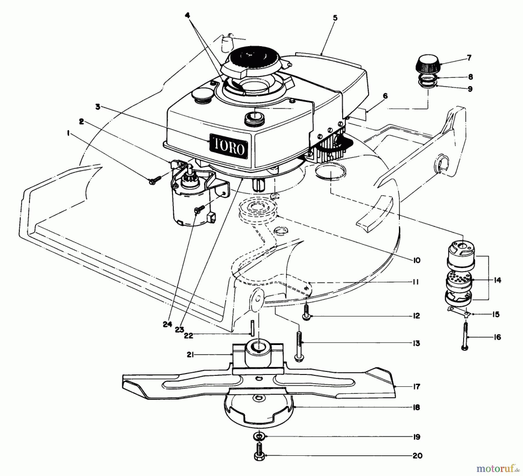  Toro Neu Mowers, Walk-Behind Seite 1 20715 - Toro Lawnmower, 1982 (2000001-2999999) ENGINE ASSEMBLY