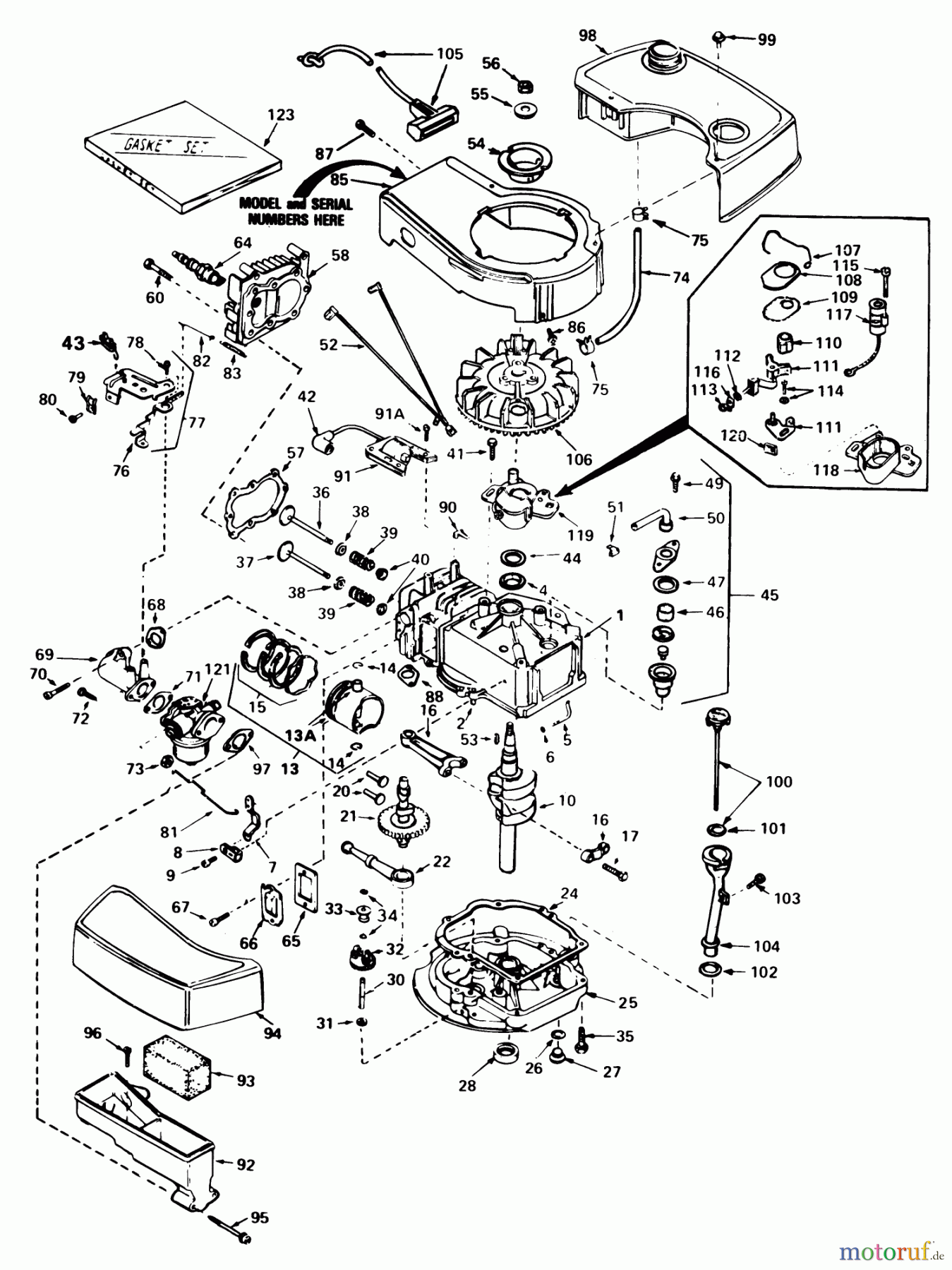  Toro Neu Mowers, Walk-Behind Seite 1 20715 - Toro Lawnmower, 1982 (2000001-2999999) ENGINE TECUMSEH MODEL NO. TNT 100-10065D