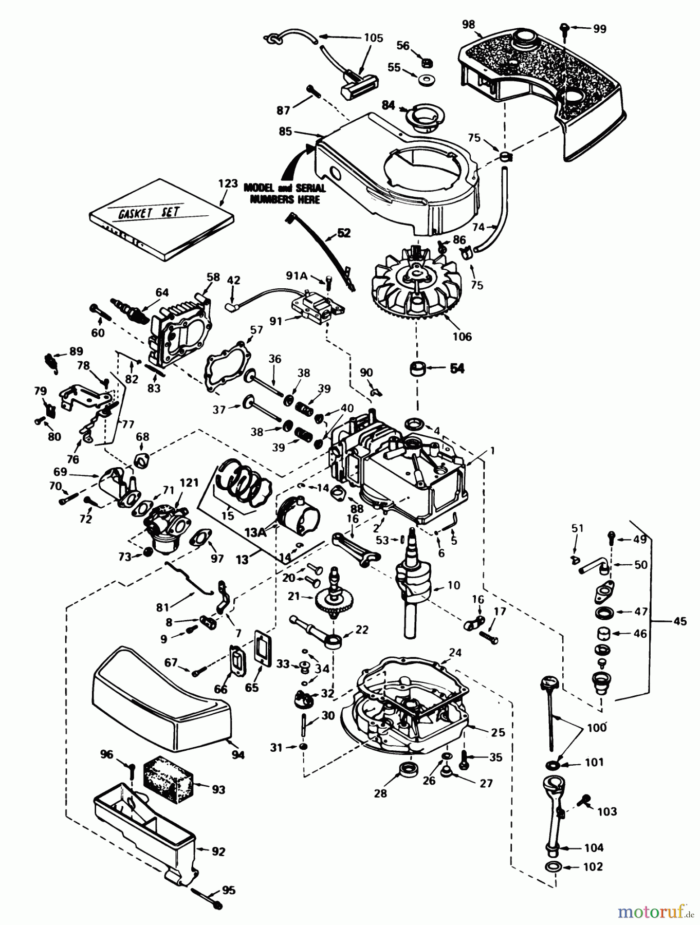  Toro Neu Mowers, Walk-Behind Seite 1 20715 - Toro Lawnmower, 1983 (3000001-3999999) ENGINE TECUMSEH MODEL NO. TNT100-10087E