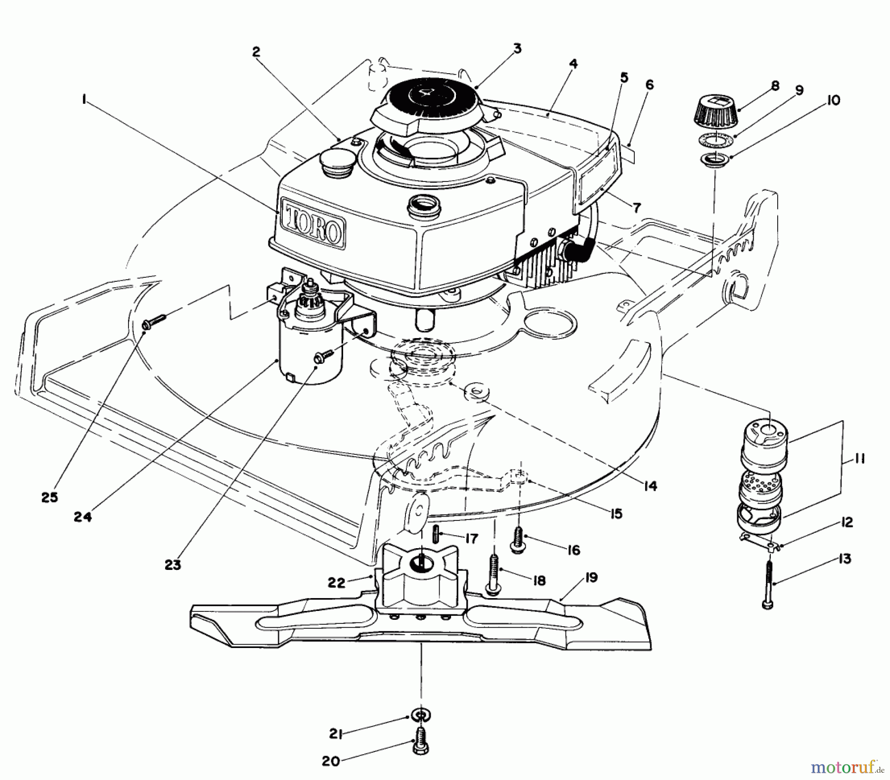  Toro Neu Mowers, Walk-Behind Seite 1 20718 - Toro Lawnmower, 1985 (5000001-5999999) ENGINE ASSEMBLY