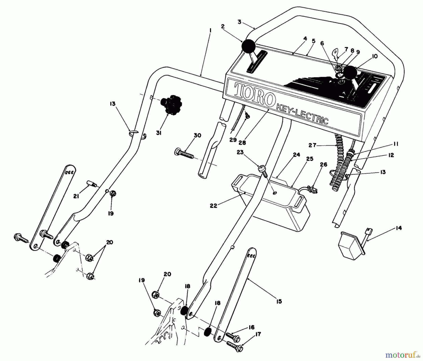  Toro Neu Mowers, Walk-Behind Seite 1 20718C - Toro Lawnmower, 1985 (5000001-5999999) HANDLE ASSEMBLY