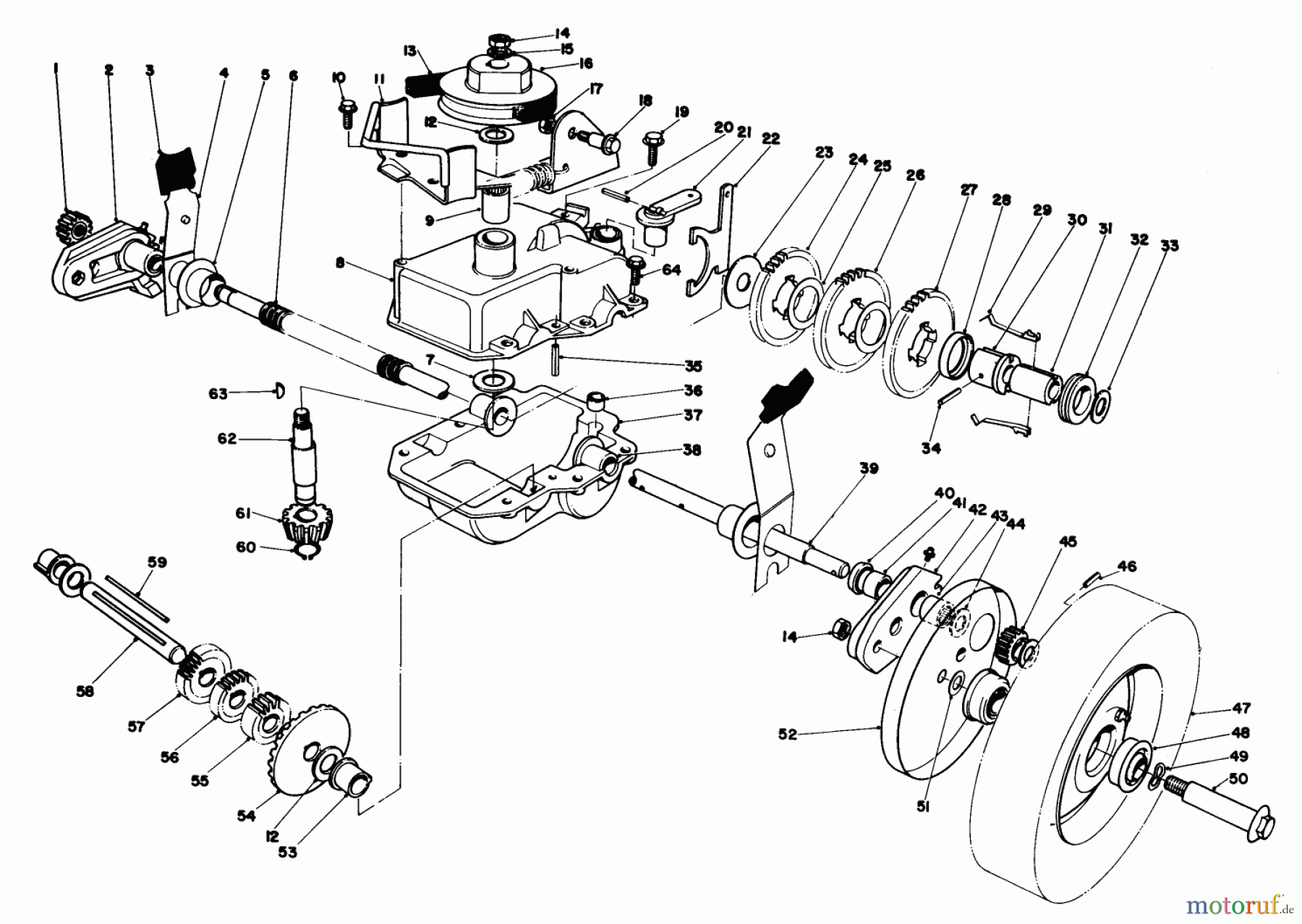  Toro Neu Mowers, Walk-Behind Seite 1 20720 - Toro Lawnmower, 1981 (1000001-1999999) GEAR CASE ASSEMBLY