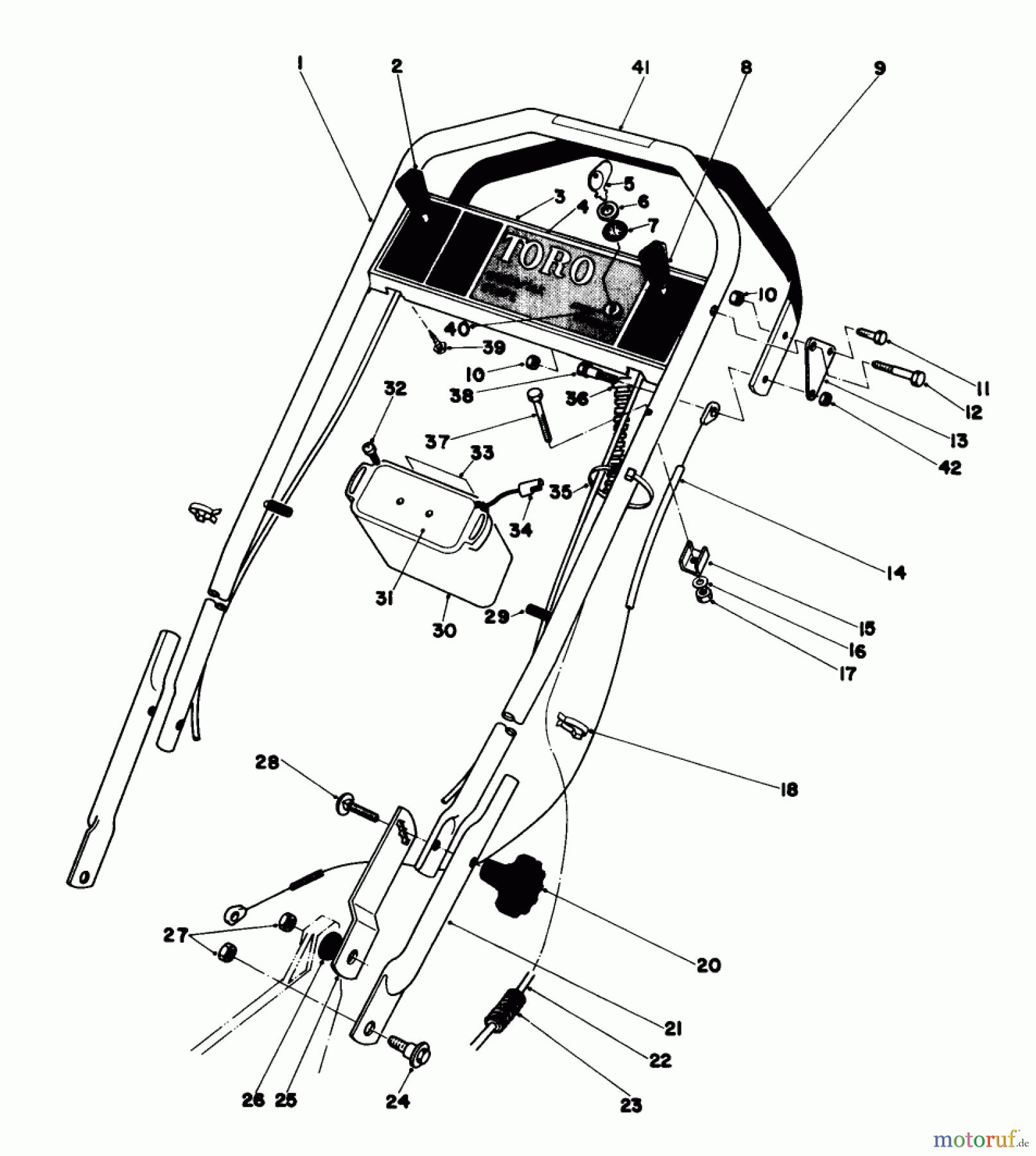  Toro Neu Mowers, Walk-Behind Seite 1 20720 - Toro Lawnmower, 1981 (1000001-1999999) HANDLE ASSEMBLY