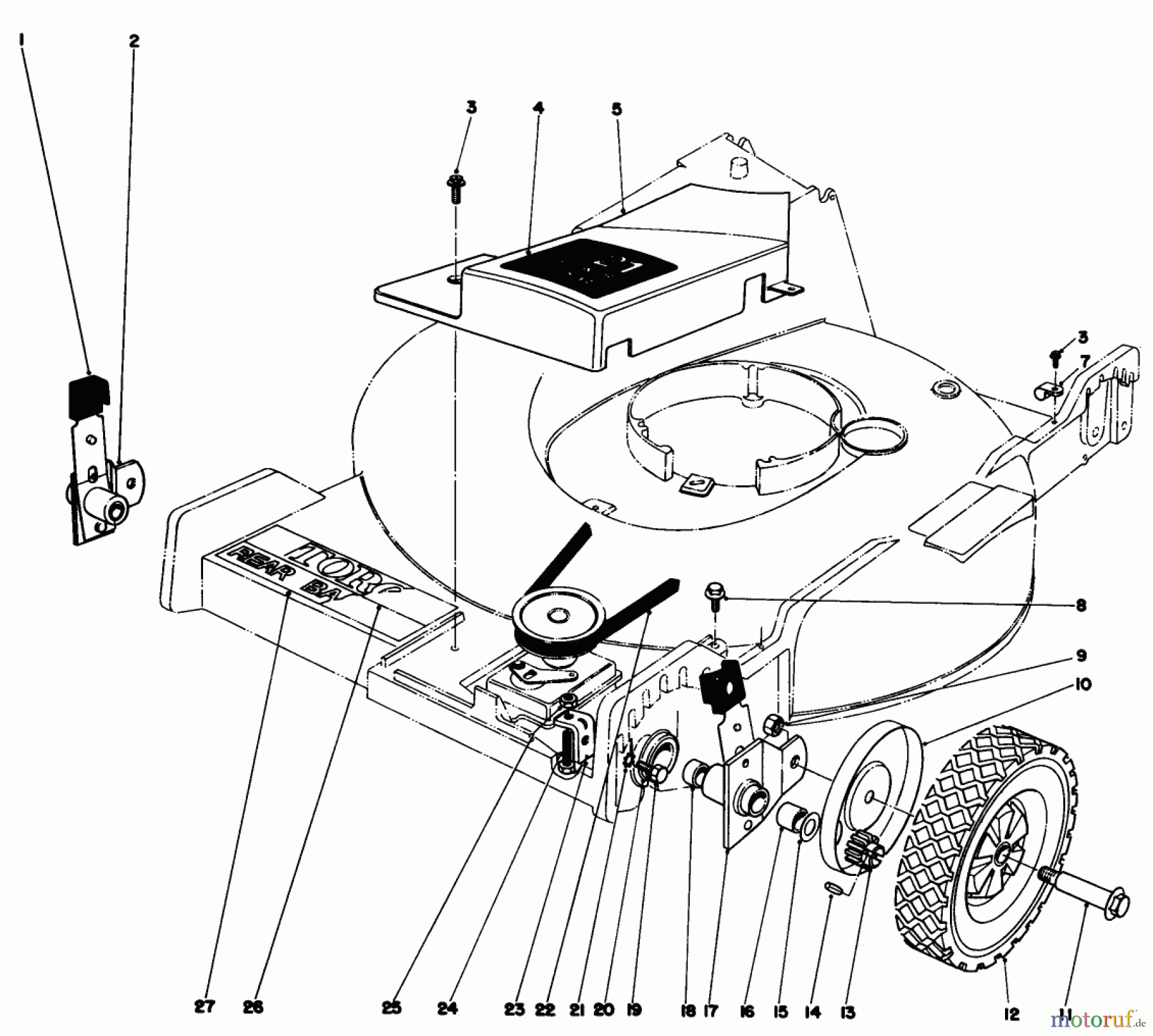  Toro Neu Mowers, Walk-Behind Seite 1 20725 - Toro Lawnmower, 1979 (9000001-9999999) FRONT WHEEL AND PIVOT ARM ASSEMBLY