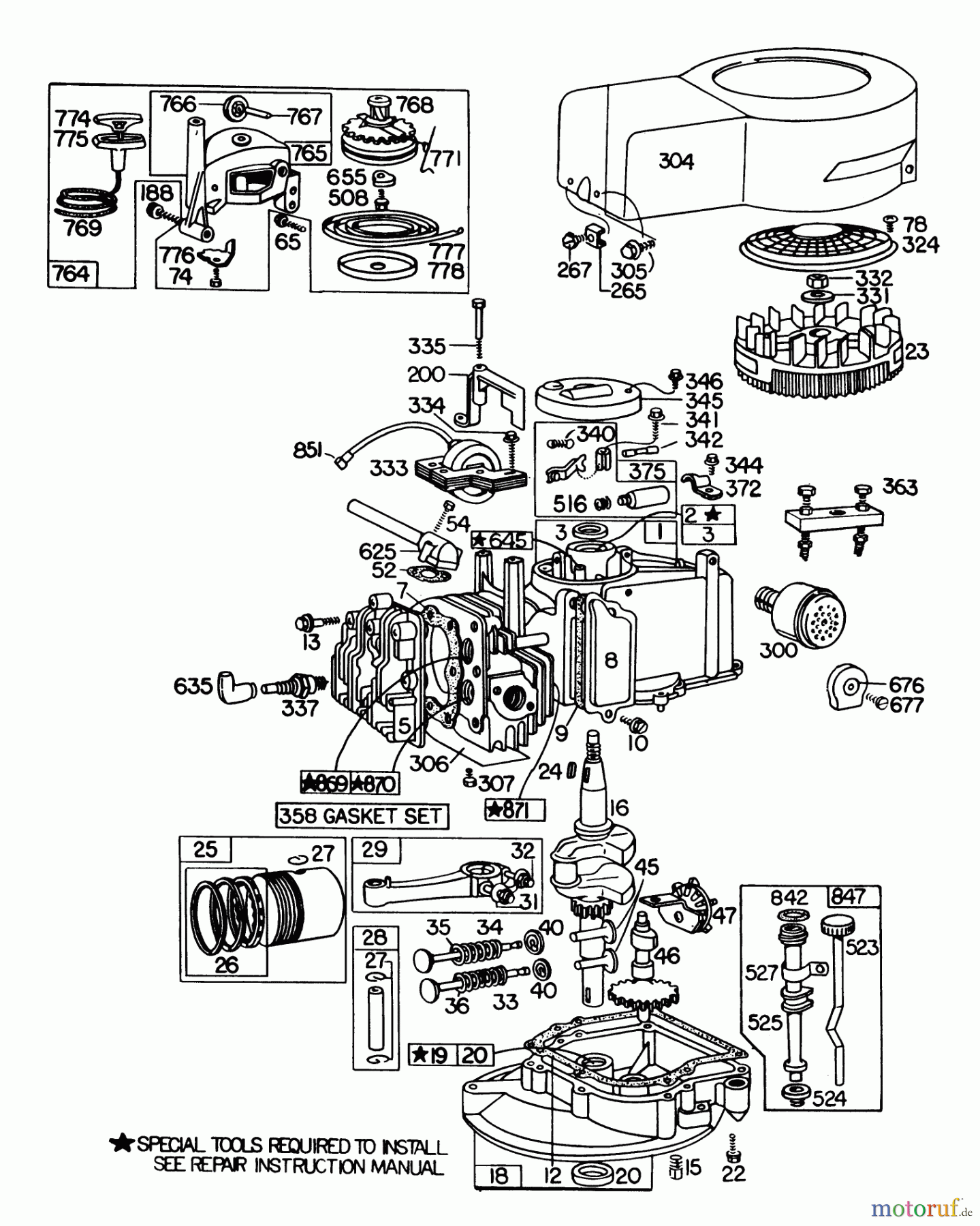 Toro Neu Mowers, Walk-Behind Seite 1 20735 - Toro Lawnmower, 1979 (9000001-9999999) ENGINE BRIGGS & STRATTON MODEL NO. 110908-0380-03