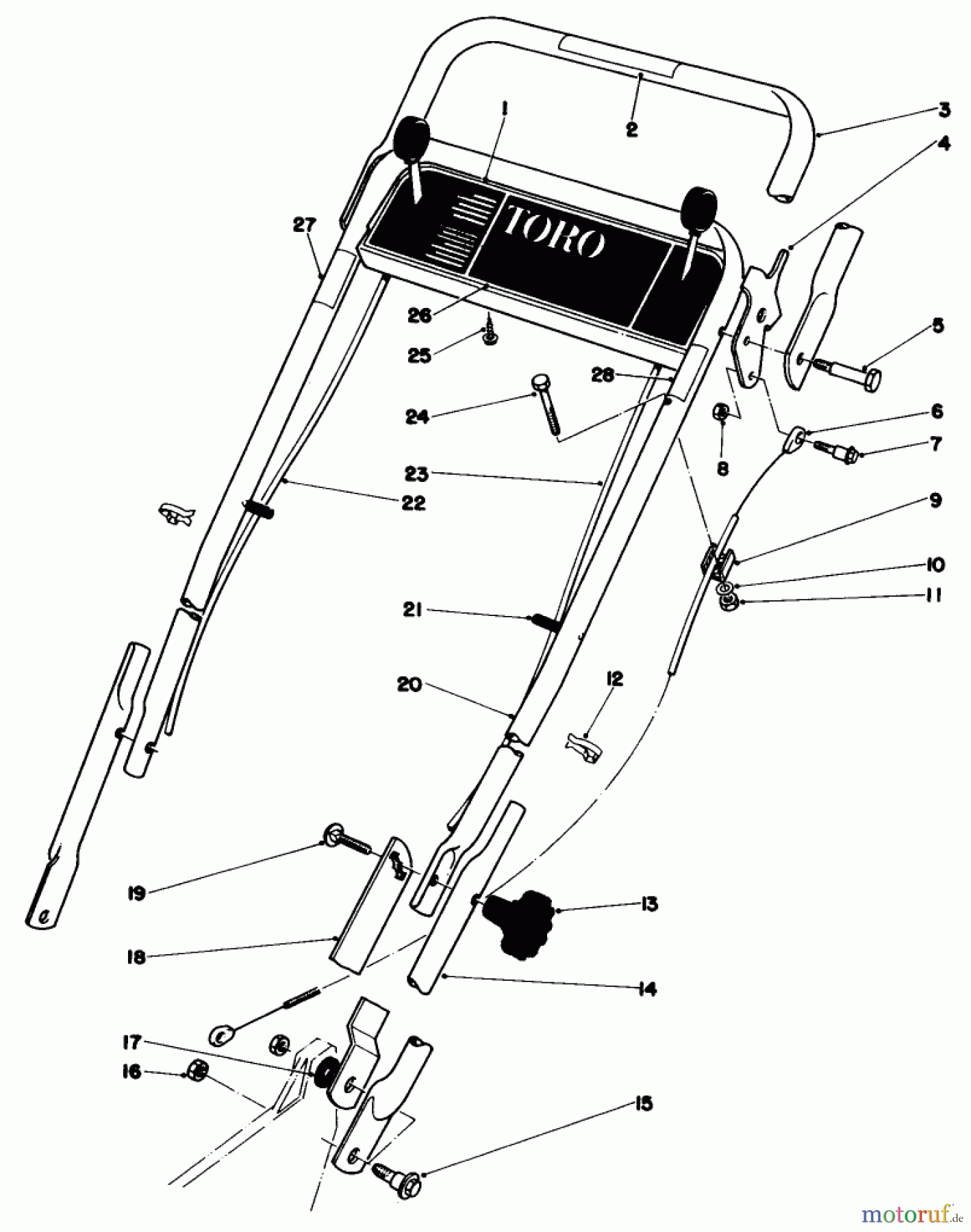  Toro Neu Mowers, Walk-Behind Seite 1 20735 - Toro Lawnmower, 1979 (9000001-9999999) HANDLE ASSEMBLY