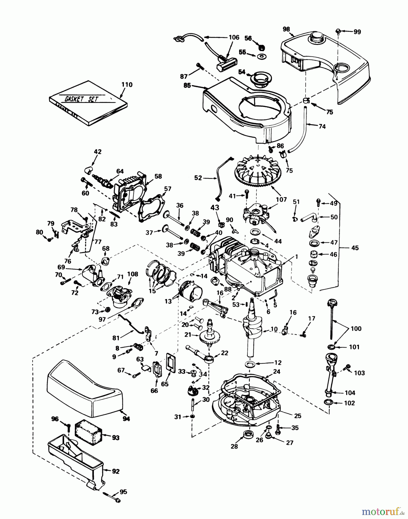  Toro Neu Mowers, Walk-Behind Seite 1 20740 - Toro Lawnmower, 1978 (8000001-8999999) ENGINE TECUMSEH MODEL TNT 120-12007B