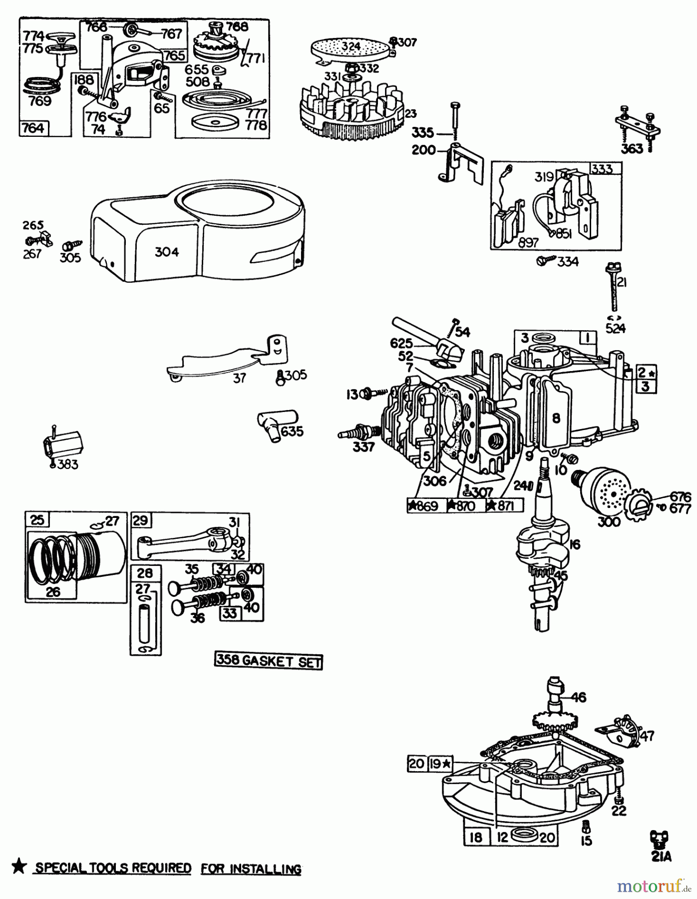  Toro Neu Mowers, Walk-Behind Seite 1 20742 - Toro Lawnmower, 1984 (4000001-4999999) ENGINE BRIGGS & STRATTON MODEL 92908-5205-01