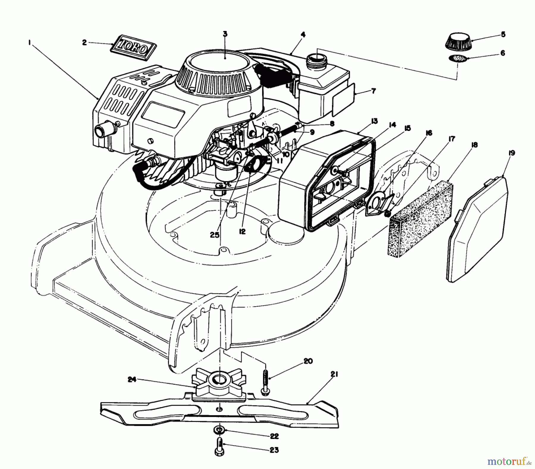  Toro Neu Mowers, Walk-Behind Seite 1 20745C - Toro Lawnmower, 1986 (6000001-6999999) ENGINE ASSEMBLY