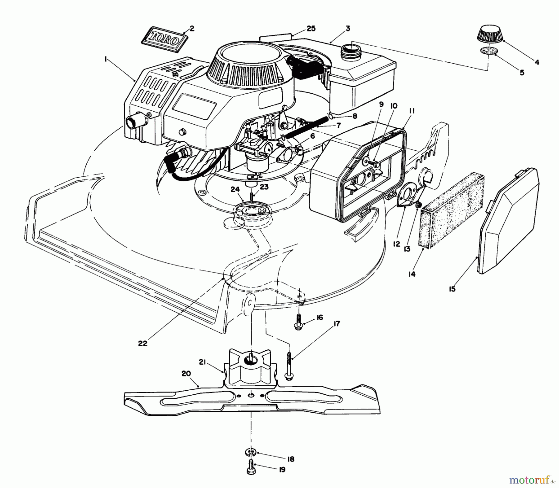  Toro Neu Mowers, Walk-Behind Seite 1 20747 - Toro Lawnmower, 1985 (5000001-5999999) ENGINE ASSEMBLY