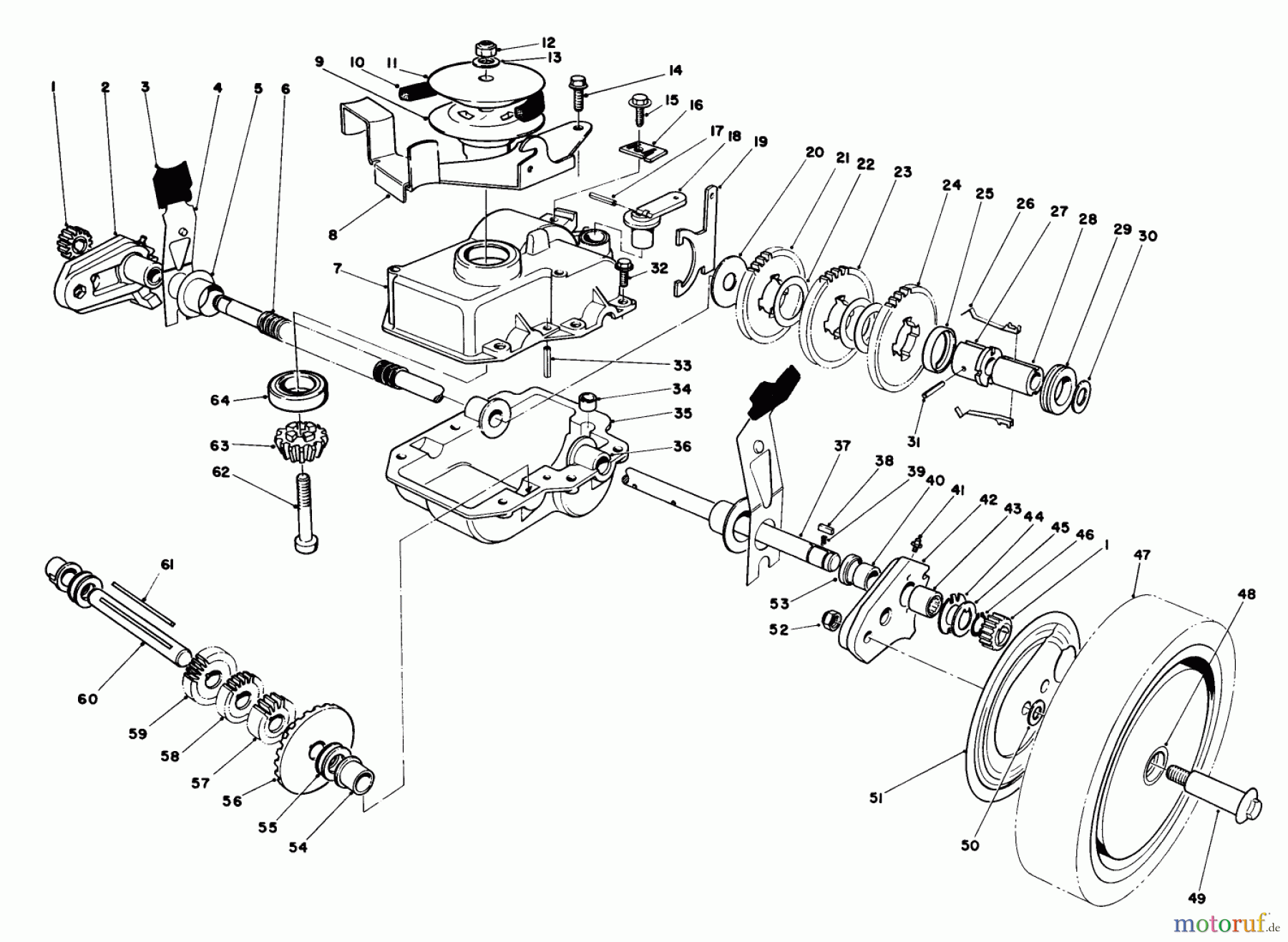  Toro Neu Mowers, Walk-Behind Seite 1 20747C - Toro Lawnmower, 1986 (6000001-6999999) GEAR CASE ASSEMBLY (MACHINE SERIAL NO-S. 6900101 THRU 6903100)