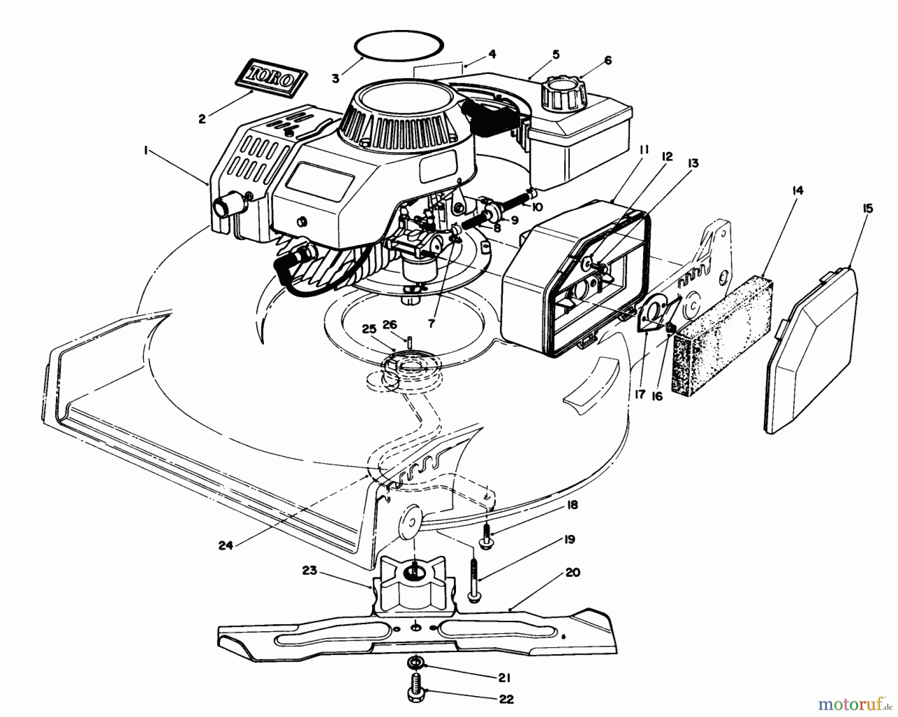 Toro Neu Mowers, Walk-Behind Seite 1 20747C - Toro Lawnmower, 1987 (7000001-7999999) ENGINE ASSEMBLY (MODEL NO. 47PG6)