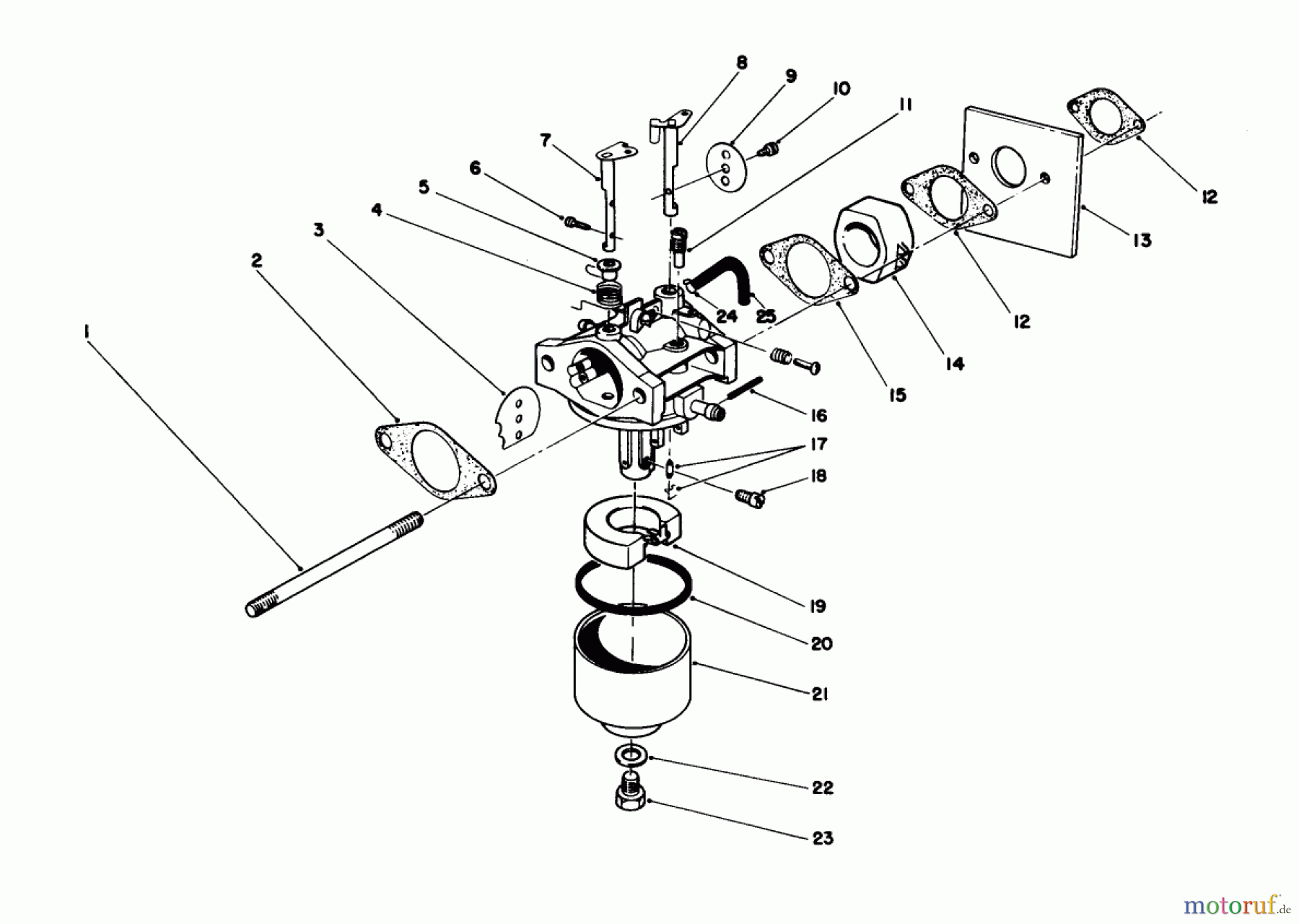 Toro Neu Mowers, Walk-Behind Seite 1 20747C - Toro Lawnmower, 1988 (8000001-8999999) CARBURETOR ASSEMBLY (MODEL NO. 47PG7)
