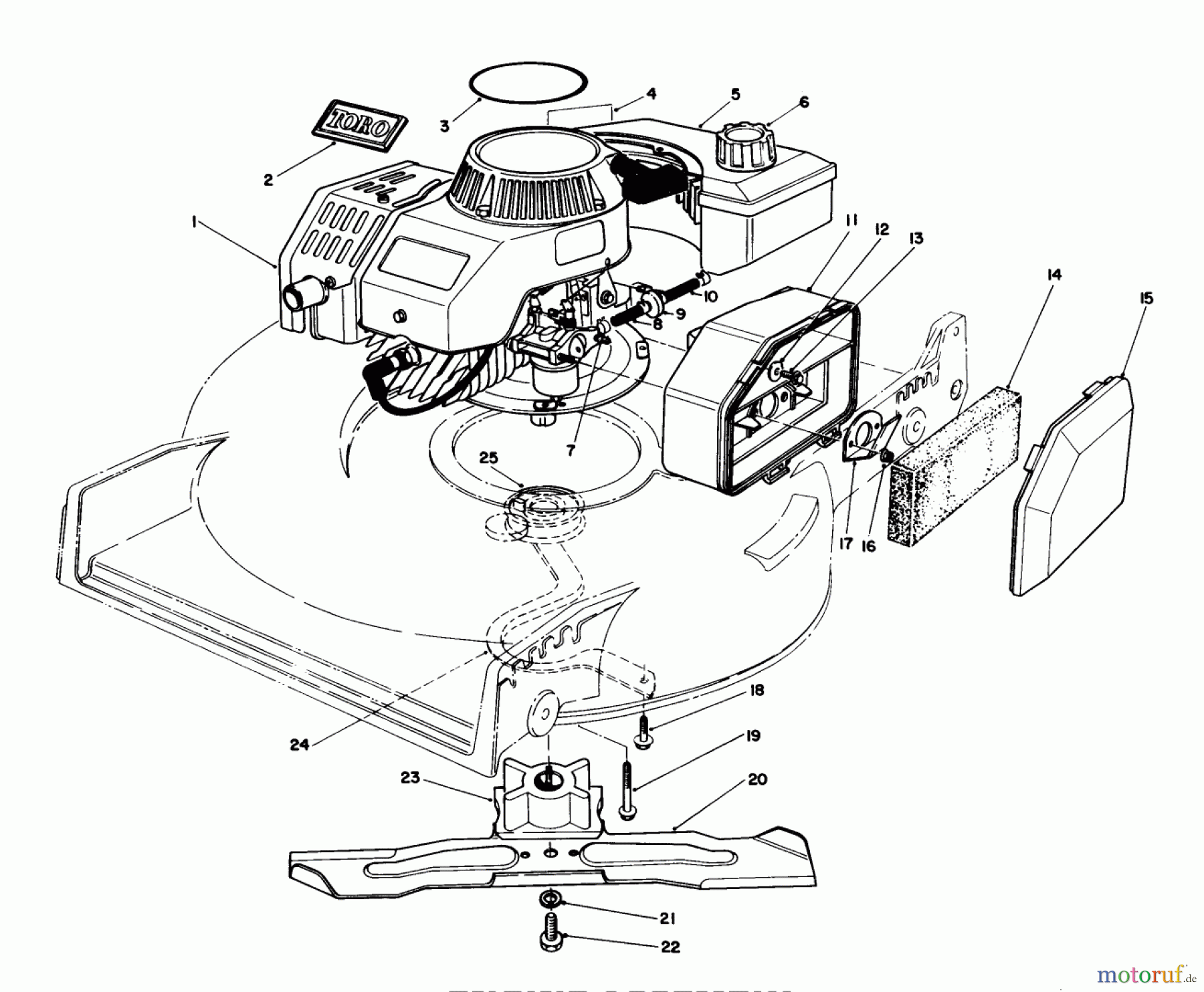  Toro Neu Mowers, Walk-Behind Seite 1 20747C - Toro Lawnmower, 1988 (8000001-8999999) ENGINE ASSEMBLY (MODEL NO. 47PG6)