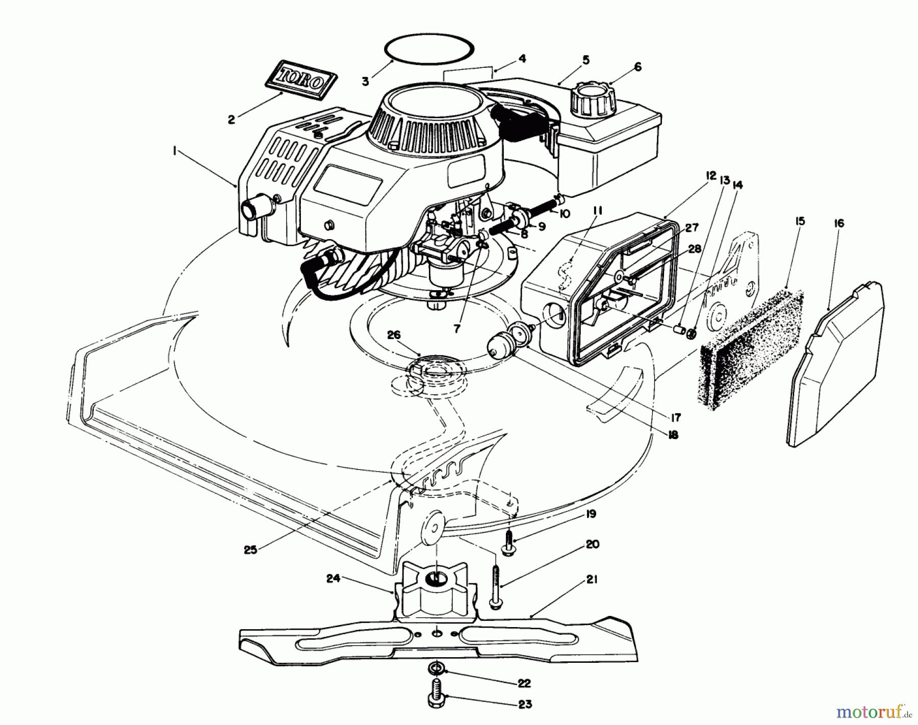  Toro Neu Mowers, Walk-Behind Seite 1 20747C - Toro Lawnmower, 1988 (8000001-8999999) ENGINE ASSEMBLY (MODEL NO. 47PG7)