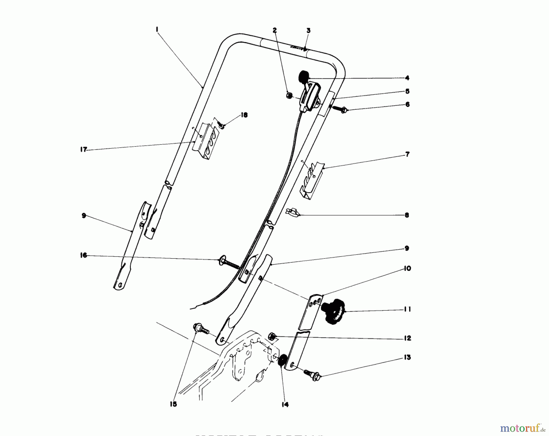  Toro Neu Mowers, Walk-Behind Seite 1 20752 - Toro Lawnmower, 1978 (8000001-8999999) HANDLE ASSEMBLY