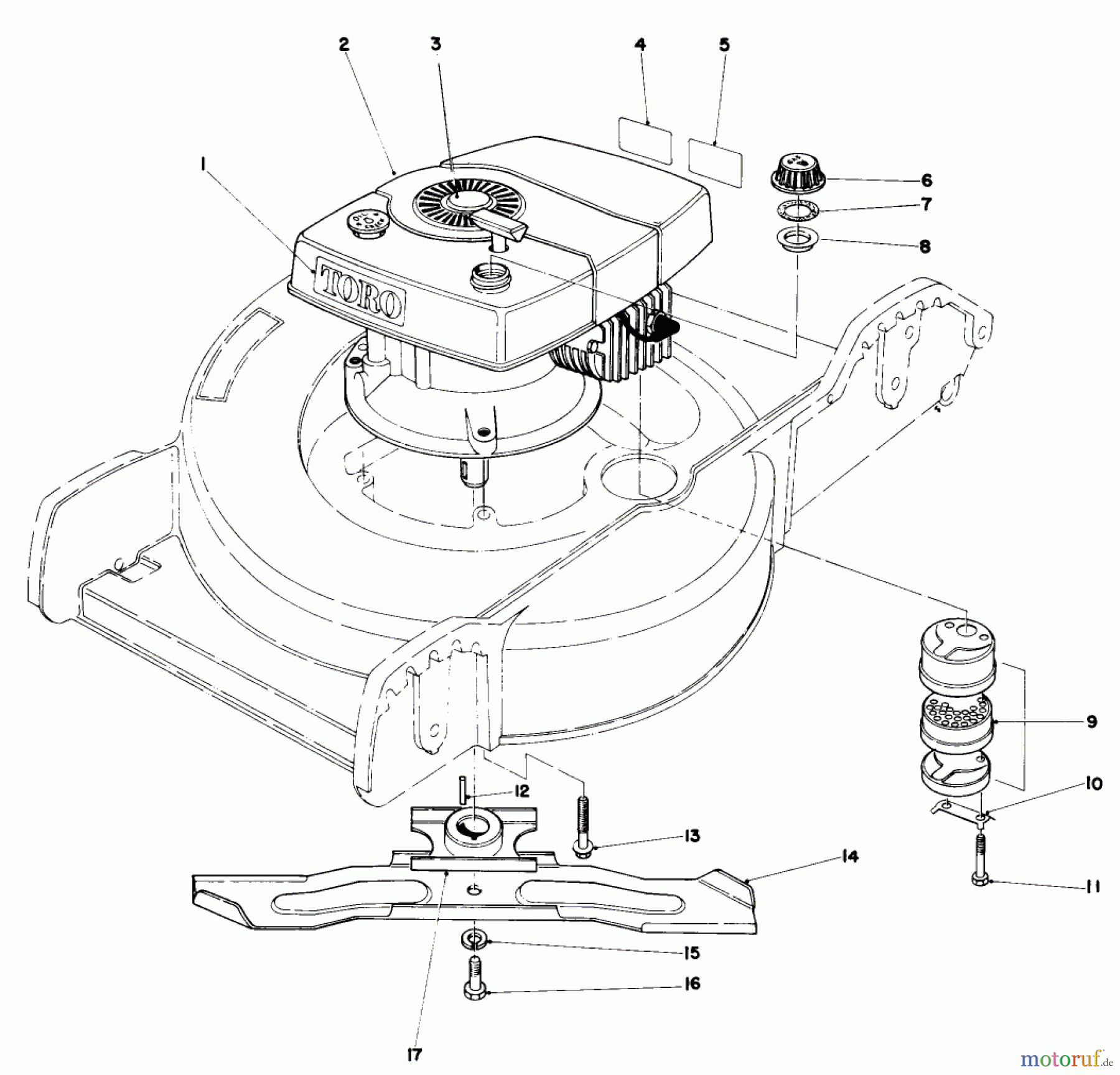  Toro Neu Mowers, Walk-Behind Seite 1 20752 - Toro Lawnmower, 1980 (0000001-0999999) ENGINE ASSEMBLY