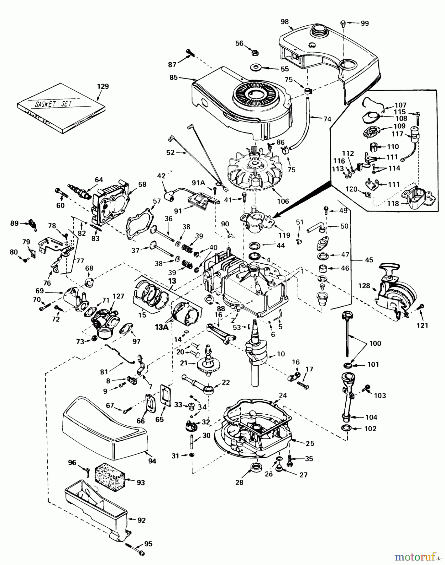  Toro Neu Mowers, Walk-Behind Seite 1 20752 - Toro Lawnmower, 1980 (0000001-0999999) ENGINE TECUMSEH MODEL NO. TNT 100-10068C