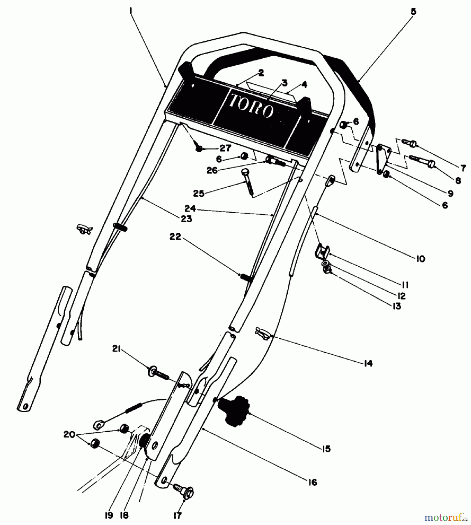  Toro Neu Mowers, Walk-Behind Seite 1 20752 - Toro Lawnmower, 1982 (2000001-2999999) HANDLE ASSEMBLY