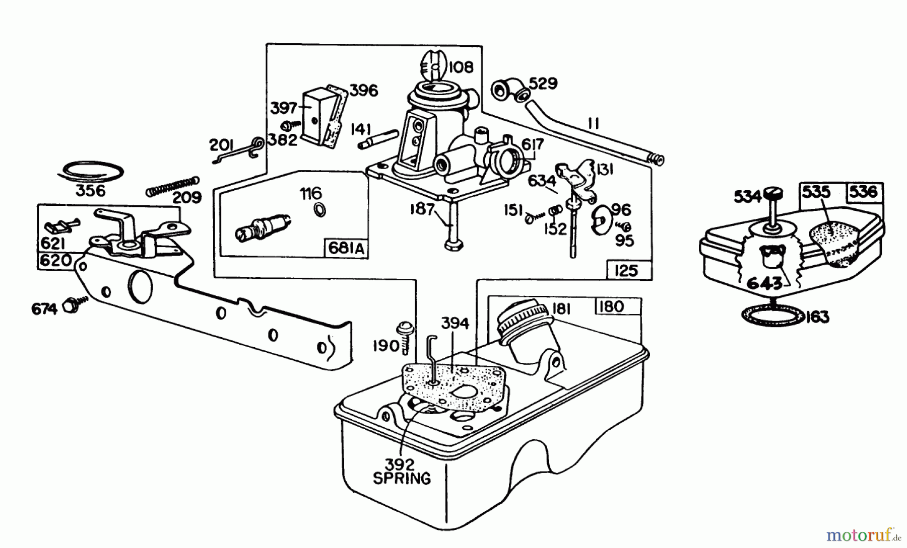  Toro Neu Mowers, Walk-Behind Seite 1 20755 - Toro Lawnmower, 1982 (2000001-2999999) CARBURETOR ASSEMBLY MODEL 93508-0192-01