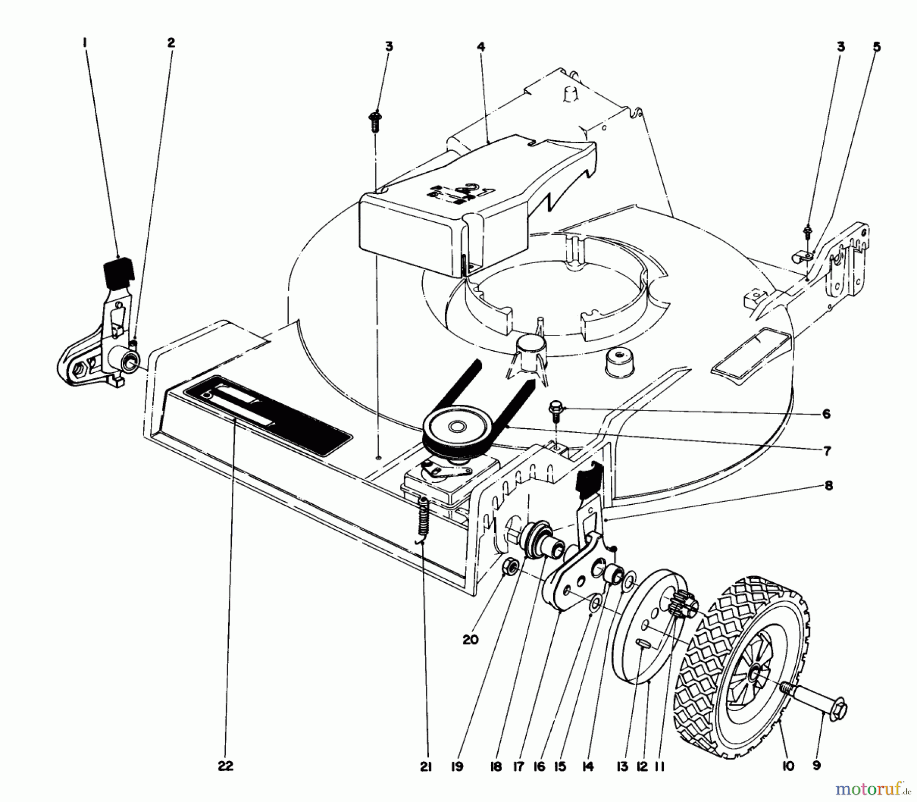  Toro Neu Mowers, Walk-Behind Seite 1 20755 - Toro Lawnmower, 1982 (2000001-2999999) FRONT WHEEL & PIVOT ARM ASSEMBLY