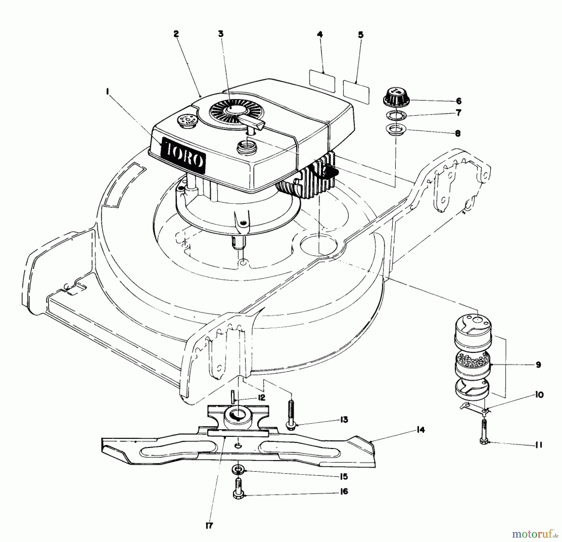  Toro Neu Mowers, Walk-Behind Seite 1 20758 - Toro Lawnmower, 1981 (1000001-1999999) ENGINE ASSEMBLY