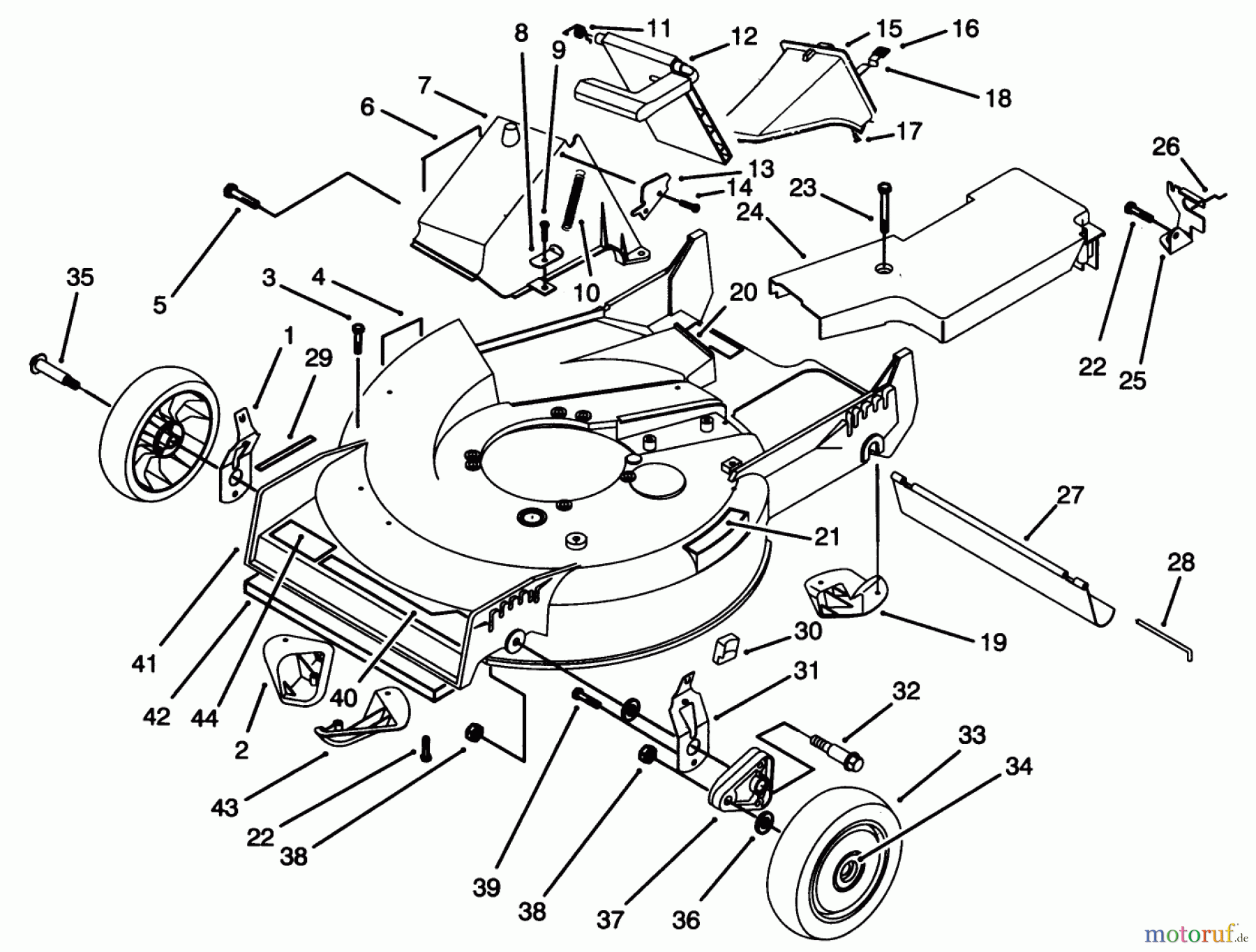  Toro Neu Mowers, Walk-Behind Seite 1 20761B - Toro Lawnmower, 1993 (39000001-39999999) HOUSING ASSEMBLY