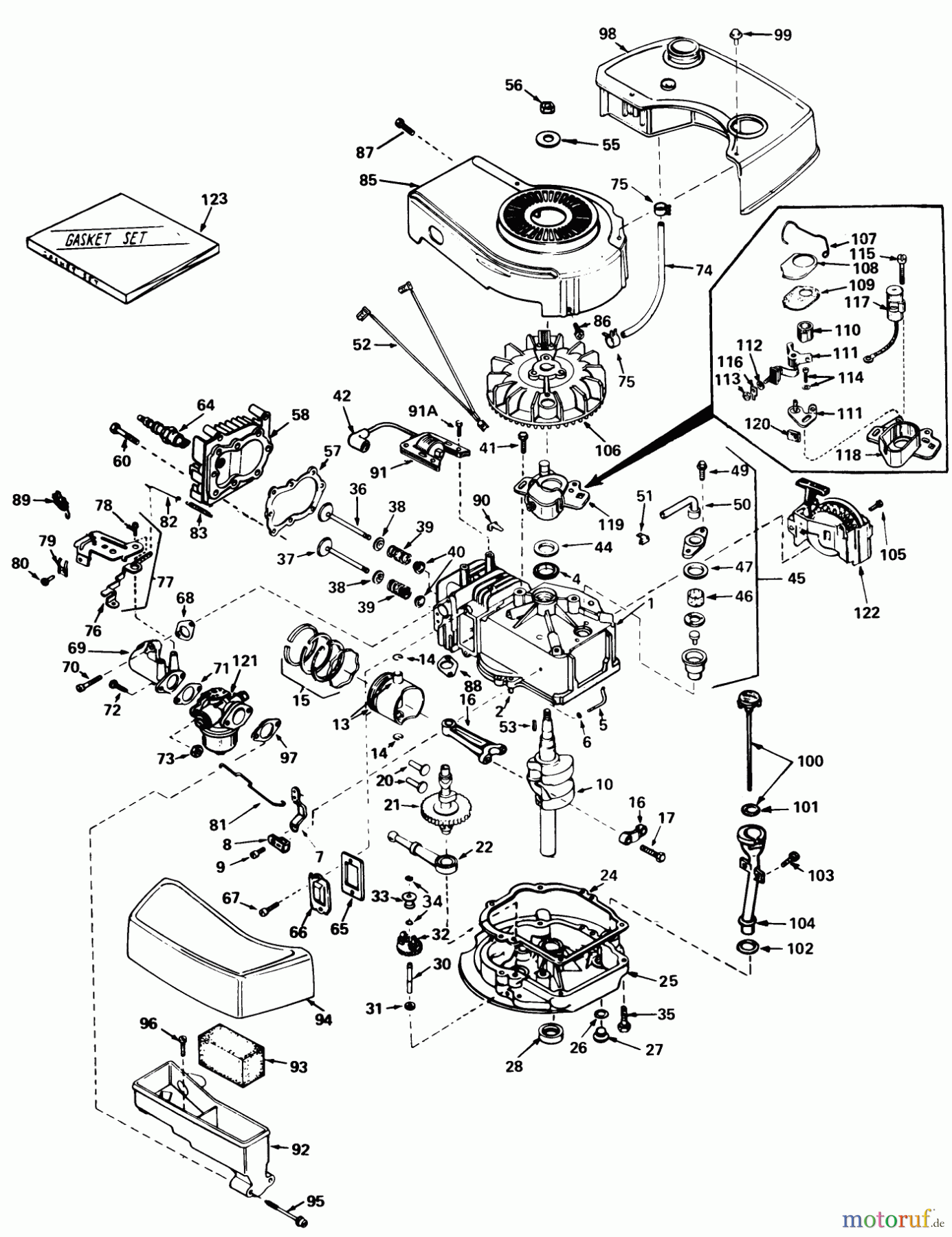  Toro Neu Mowers, Walk-Behind Seite 1 20762 - Toro Lawnmower, 1979 (9000001-9999999) ENGINE TECUMSEH MODEL NO. TNT 100-10059C
