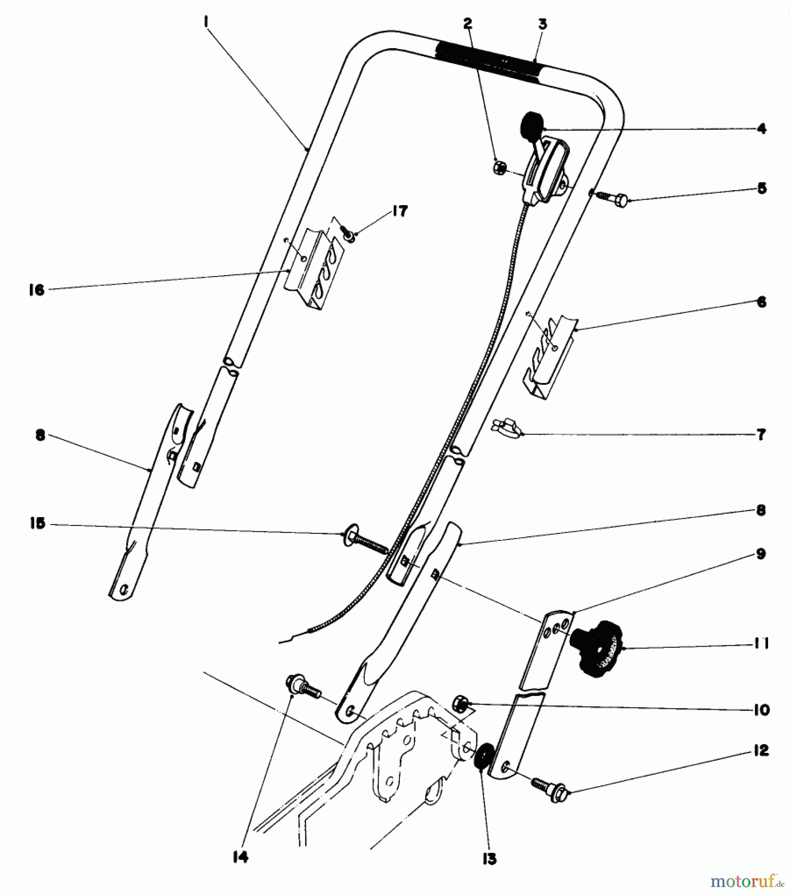  Toro Neu Mowers, Walk-Behind Seite 1 20762 - Toro Lawnmower, 1980 (0000001-0999999) HANDLE ASSEMBLY