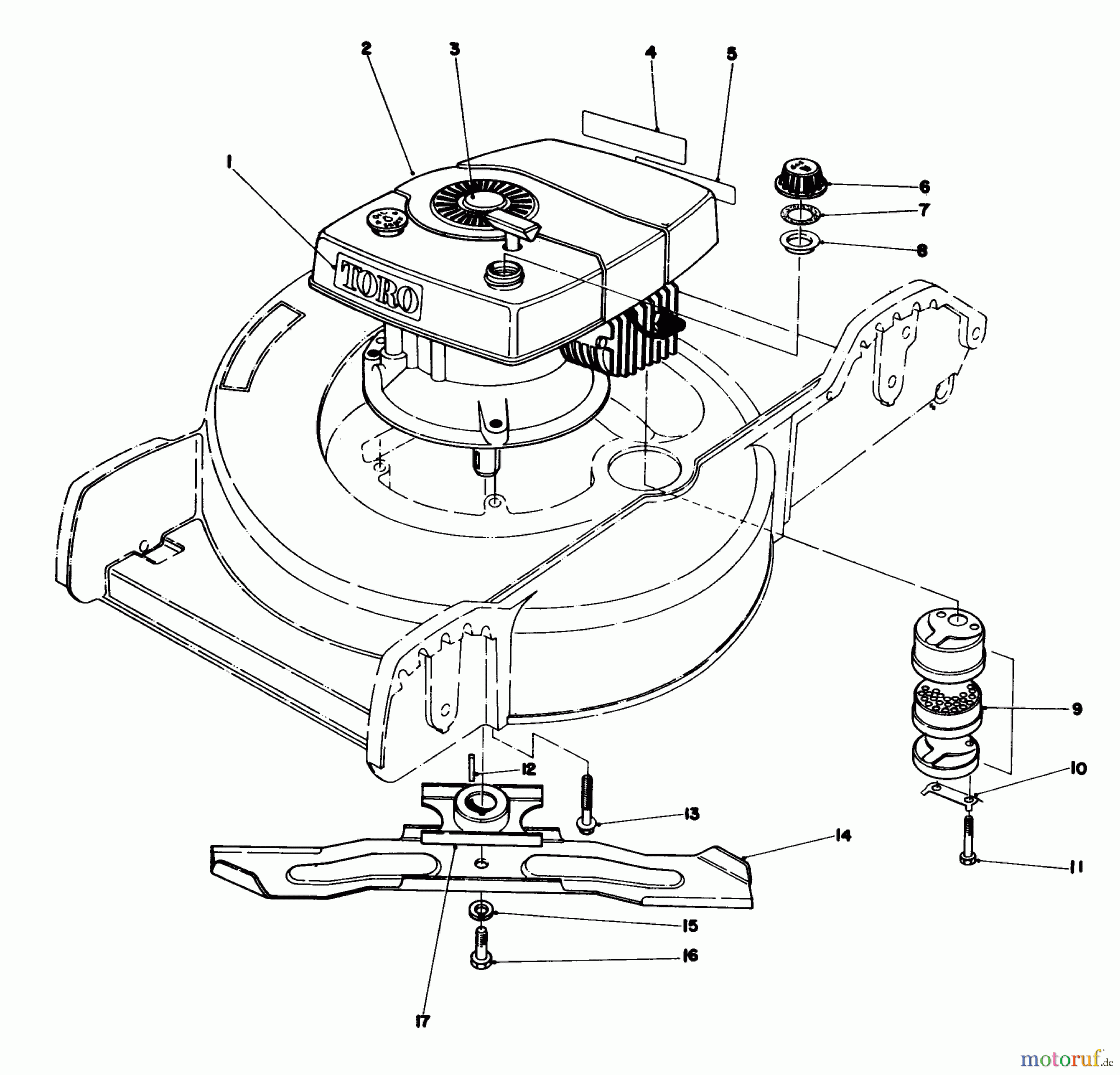  Toro Neu Mowers, Walk-Behind Seite 1 20762 - Toro Lawnmower, 1981 (1000001-1999999) ENGINE ASSEMBLY