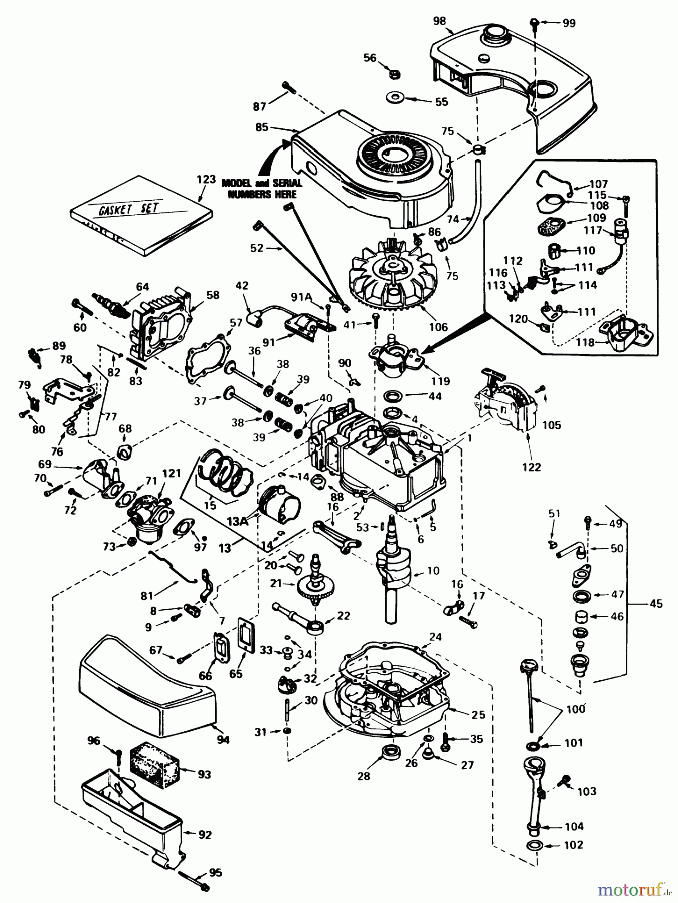  Toro Neu Mowers, Walk-Behind Seite 1 20762 - Toro Lawnmower, 1981 (1000001-1999999) ENGINE TECUMSEH MODEL NO. TNT 100-10066D