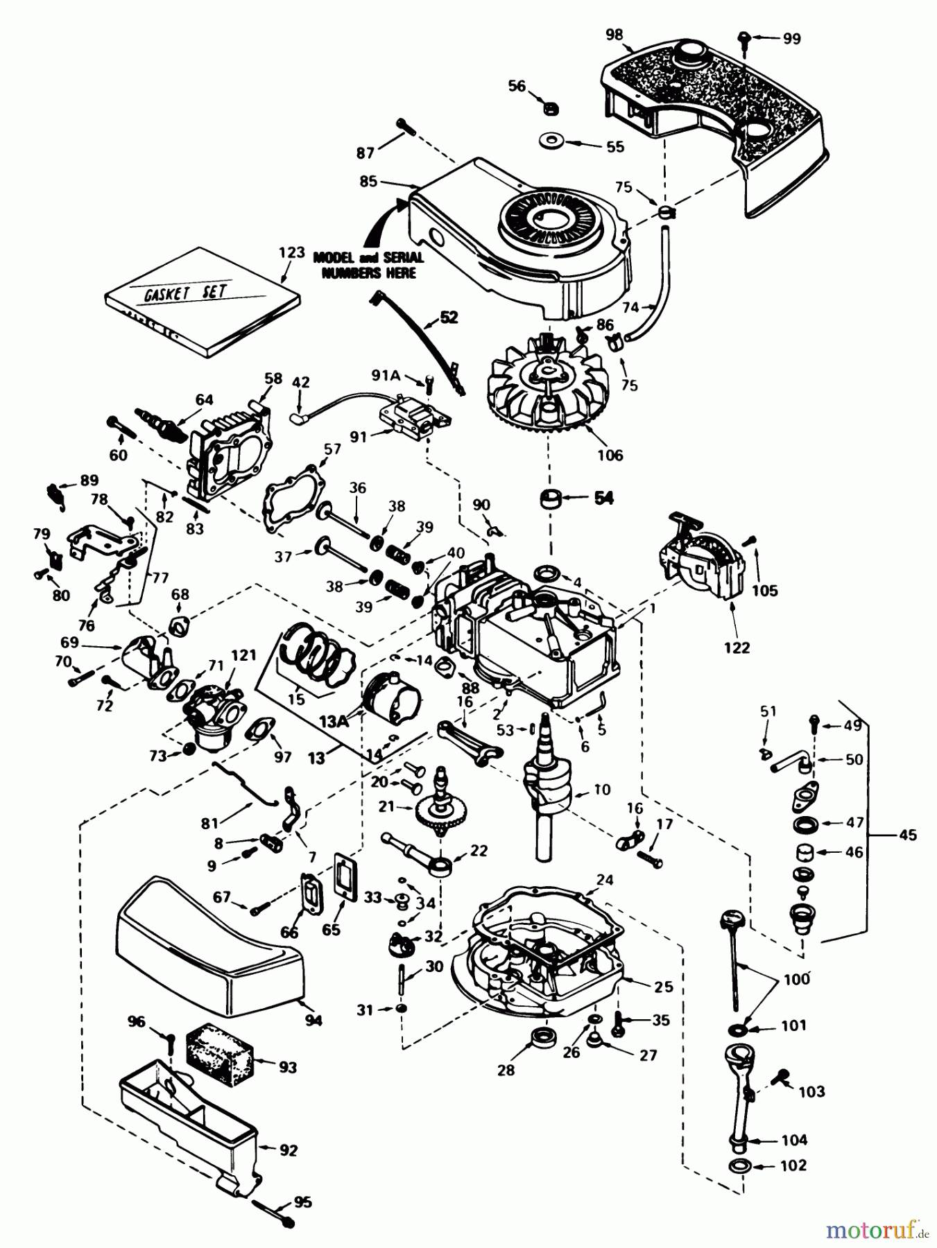  Toro Neu Mowers, Walk-Behind Seite 1 20762 - Toro Lawnmower, 1983 (3000001-3999999) ENGINE TECUMSEH MODEL NO. TNT 100-10077E