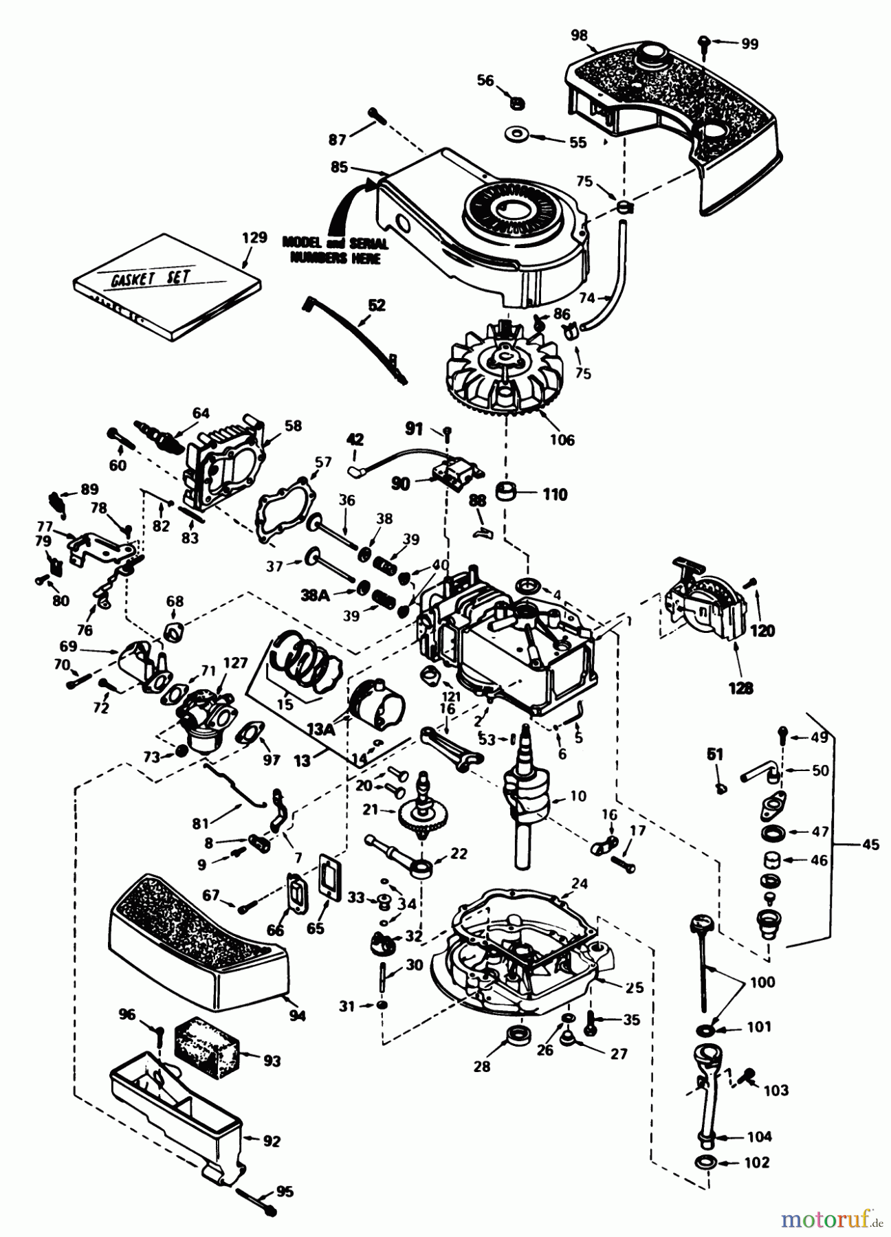  Toro Neu Mowers, Walk-Behind Seite 1 20762C - Toro Lawnmower, 1986 (6000001-6999999) ENGINE TECUMSEH MODEL NO. TNT 100-1OO99E