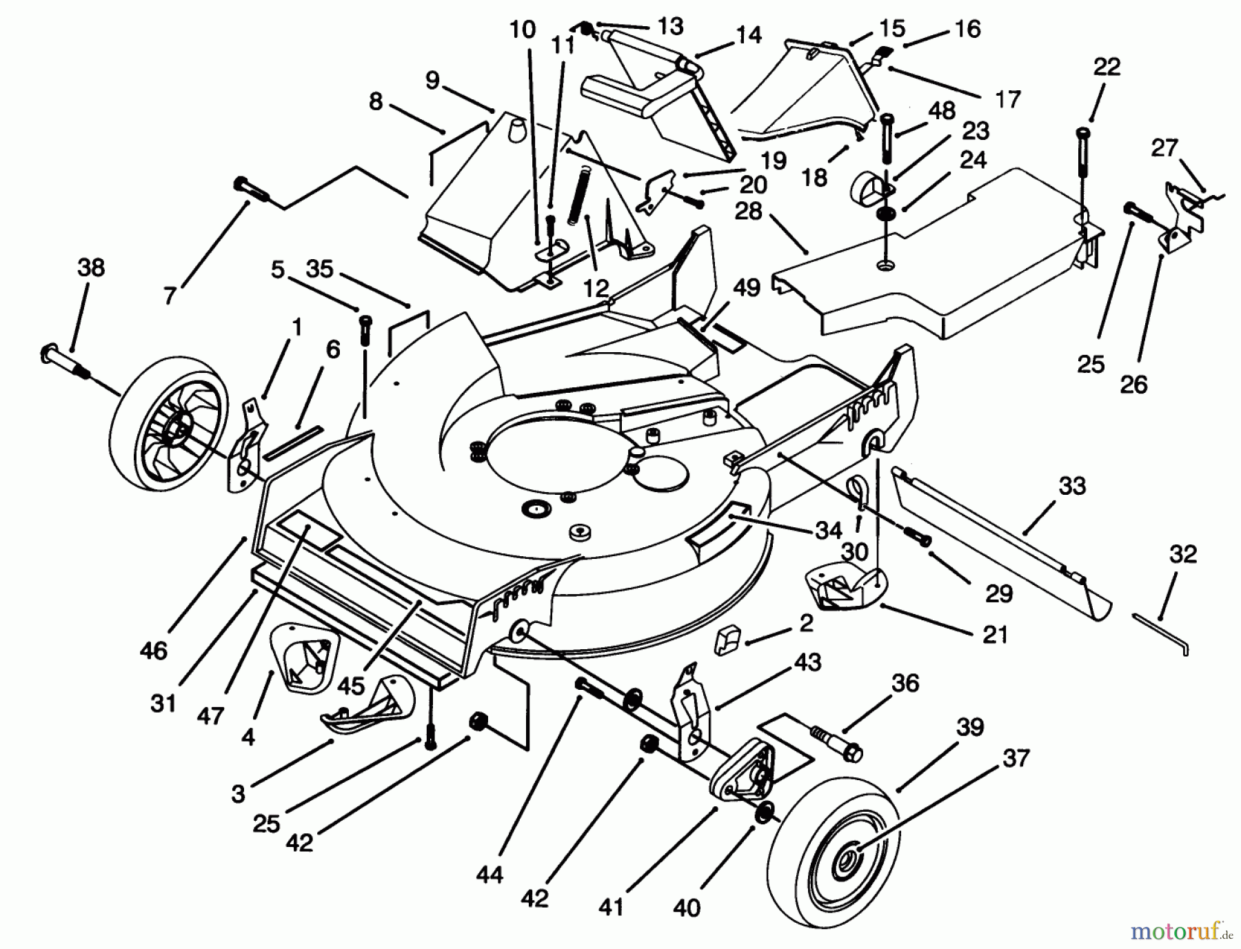  Toro Neu Mowers, Walk-Behind Seite 1 20763B - Toro Lawnmower, 1993 (39000001-39999999) HOUSING ASSEMBLY