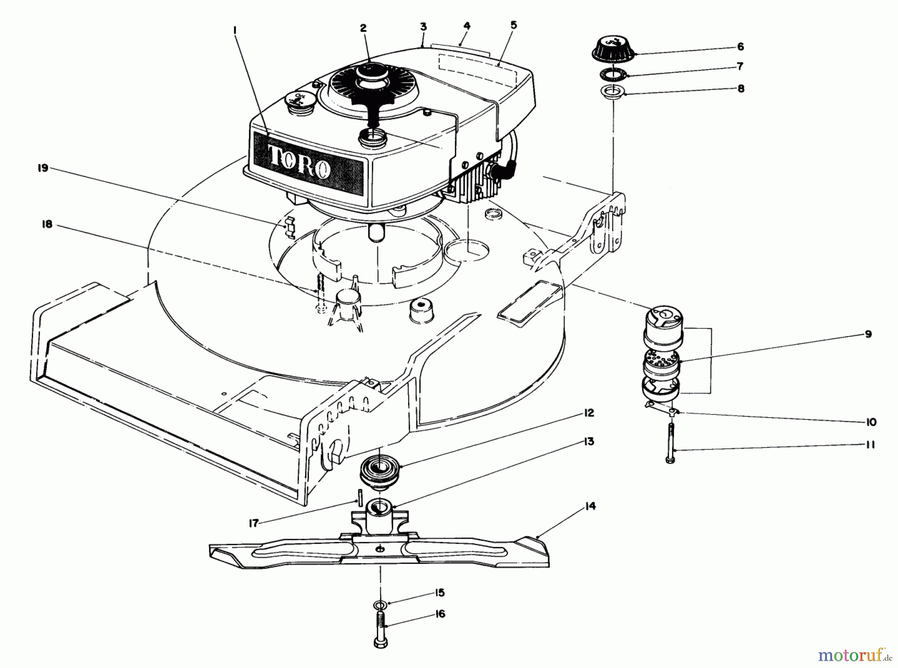  Toro Neu Mowers, Walk-Behind Seite 1 20770 - Toro Lawnmower, 1982 (2000001-2999999) ENGINE ASSEMBLY