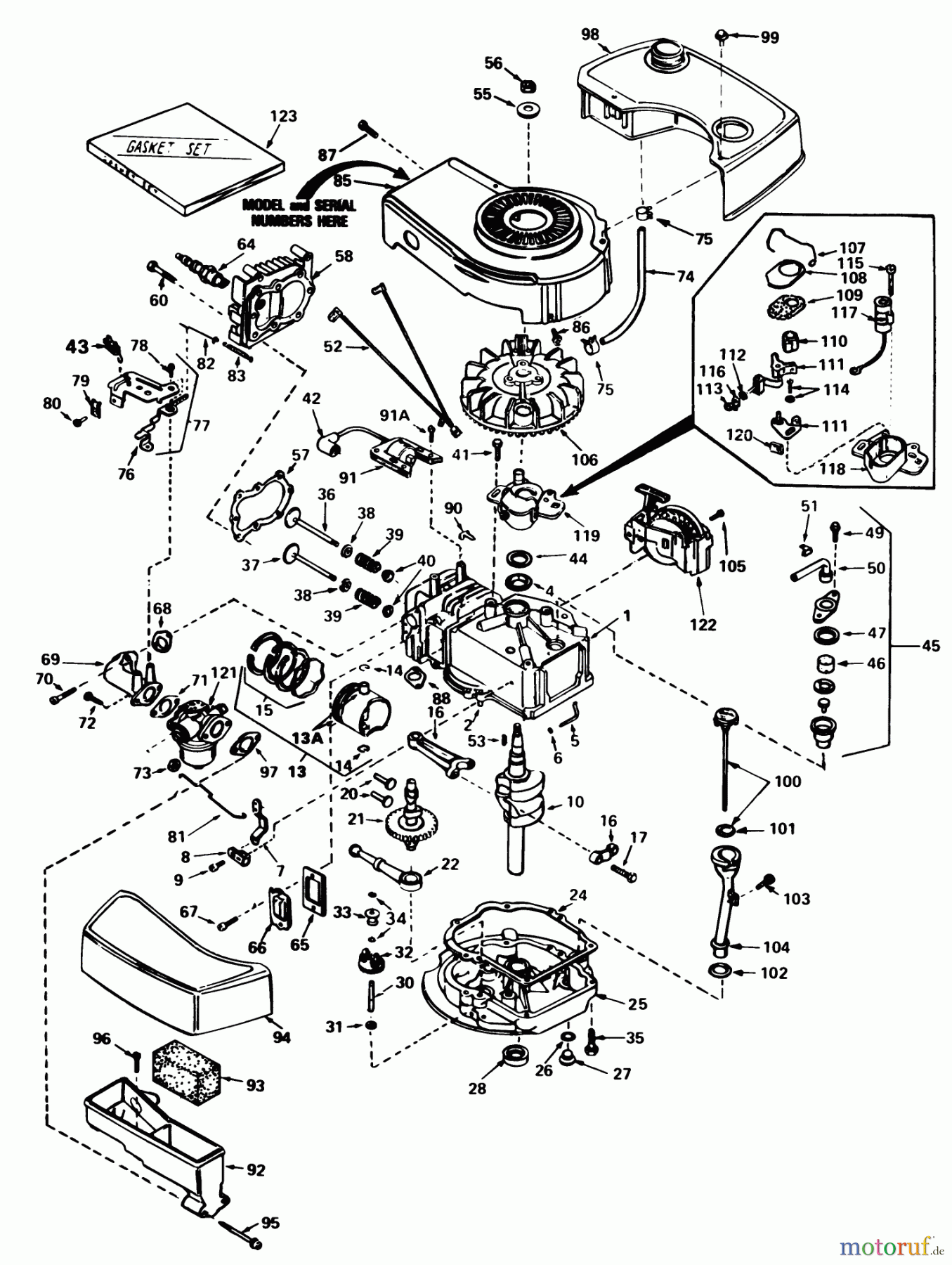  Toro Neu Mowers, Walk-Behind Seite 1 20770 - Toro Lawnmower, 1982 (2000001-2999999) ENGINE TECUMSEH MODEL NO. TNT 100-10076D