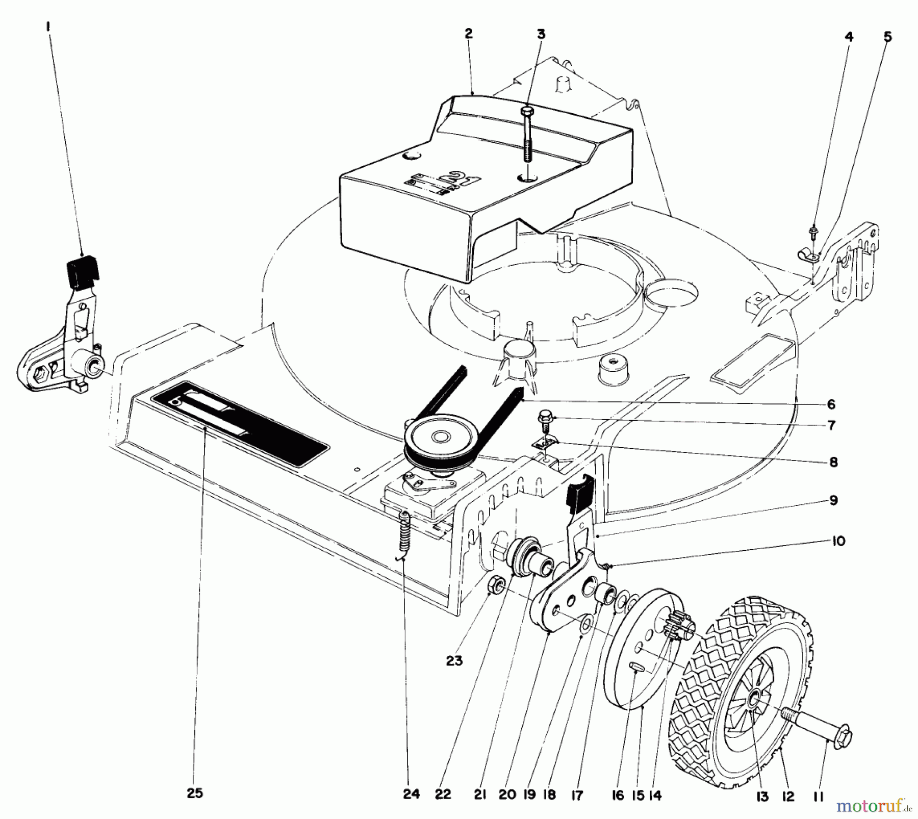  Toro Neu Mowers, Walk-Behind Seite 1 20771 - Toro Lawnmower, 1983 (3000001-3999999) FRONT WHEEL & PIVOT ARM ASSEMBLY