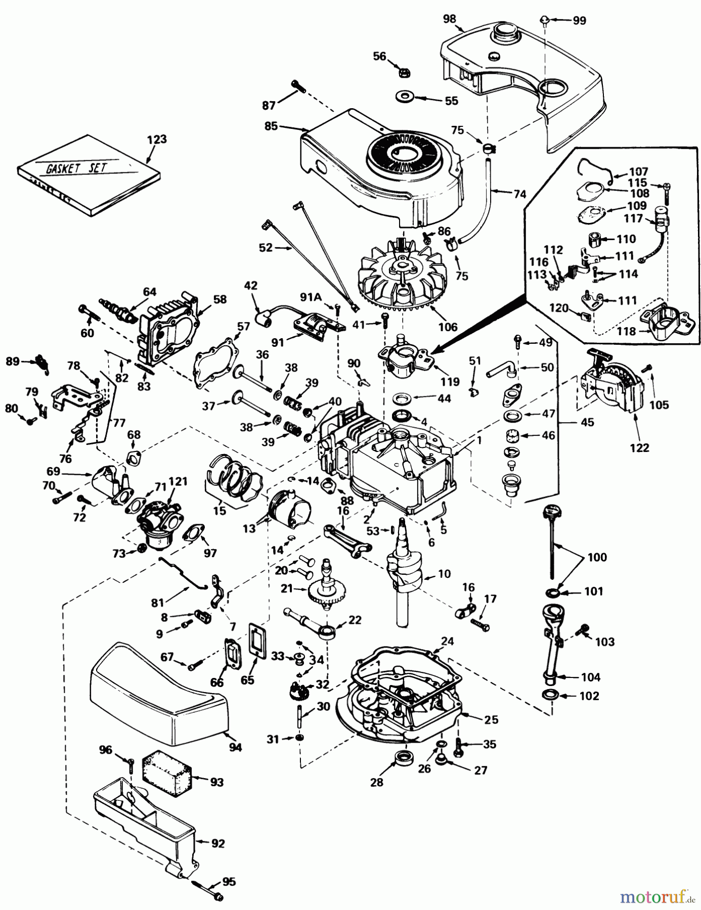  Toro Neu Mowers, Walk-Behind Seite 1 20772 - Toro Lawnmower, 1979 (9000001-9999999) ENGINE TECUMSEH MODEL NO. TNT 100-10059C