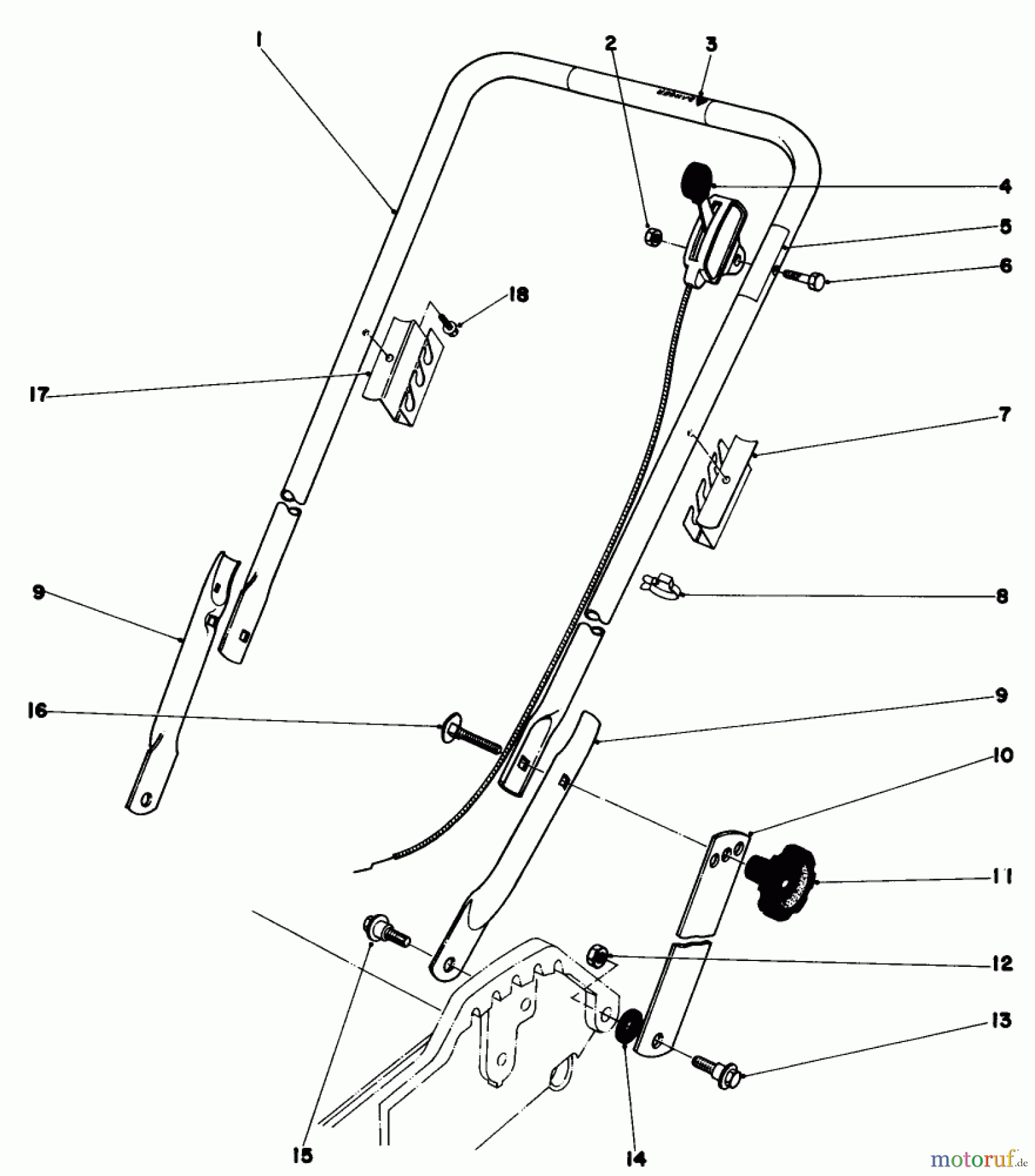  Toro Neu Mowers, Walk-Behind Seite 1 20772 - Toro Lawnmower, 1979 (9000001-9999999) HANDLE ASSEMBLY